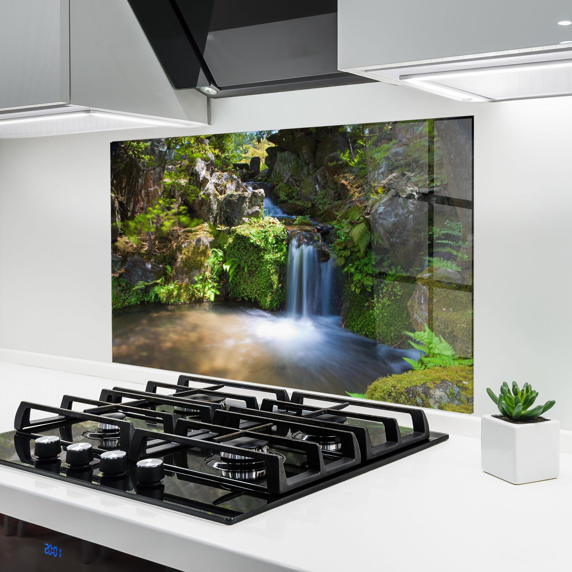 Panou Sticla Bucatarie Jungle View Waterfall mockup 6