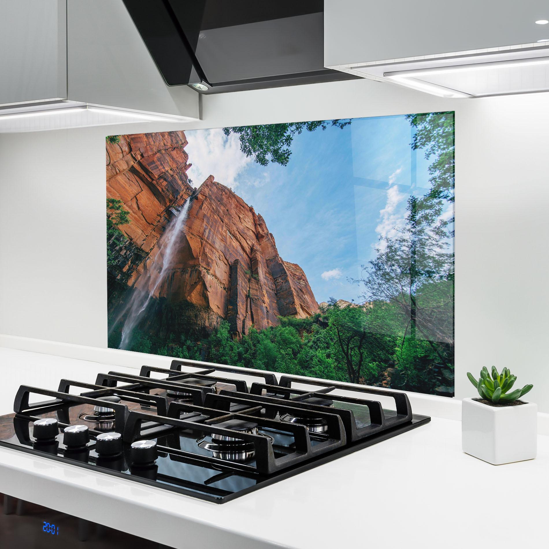 Panou Sticla Bucatarie Nature Pretty Waterfall mockup 6