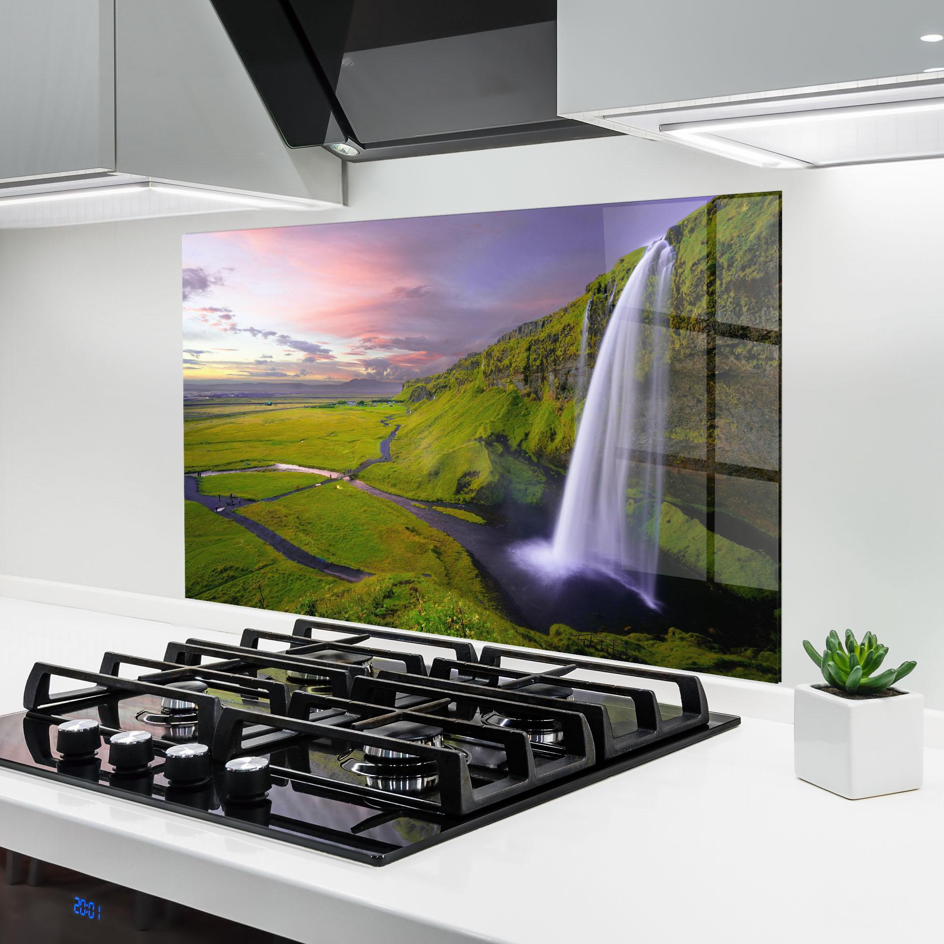 Panou Sticla Bucatarie Pink Wky Waterfall mockup 6