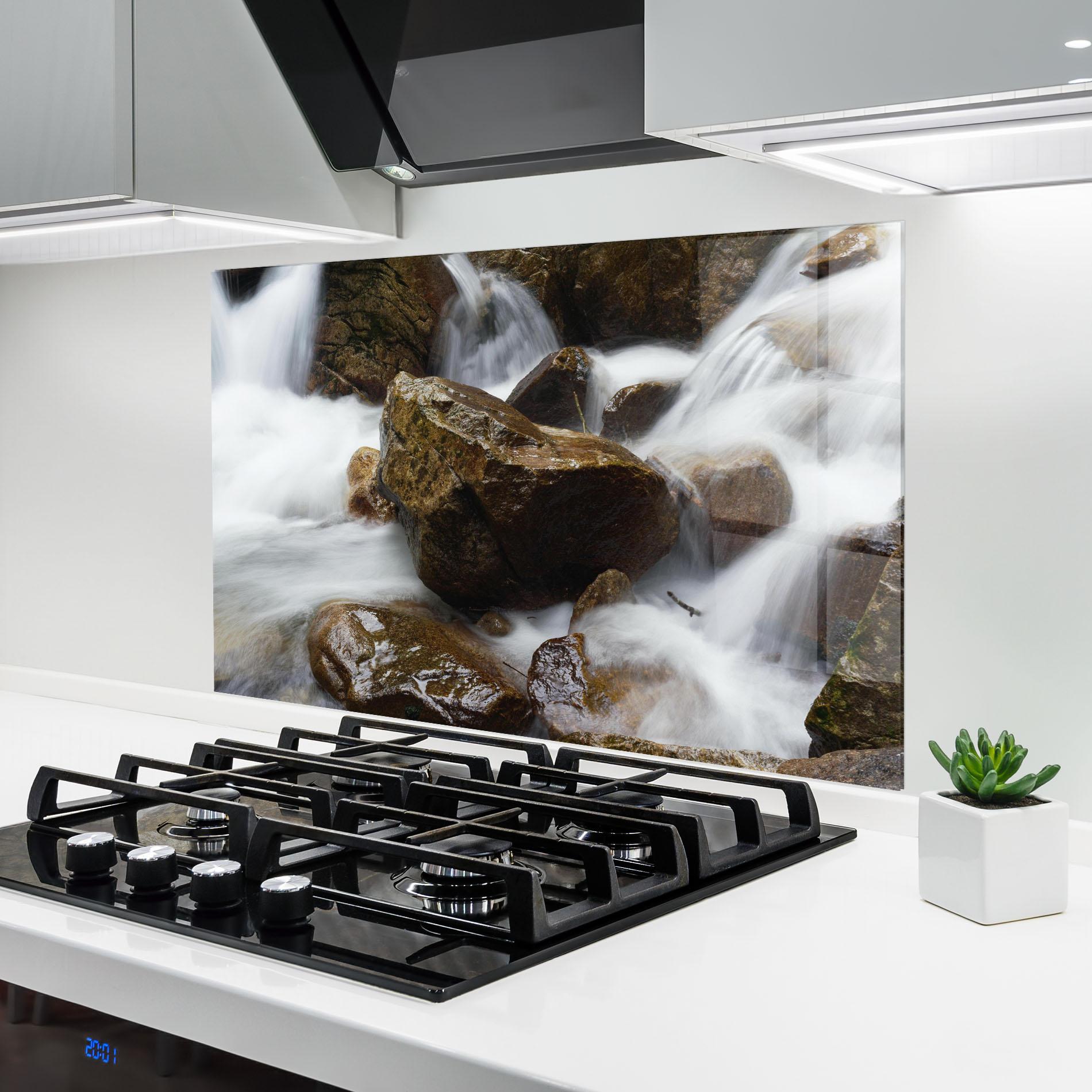 Panou Sticla Bucatarie Shiny Rocks Waterfall mockup 6