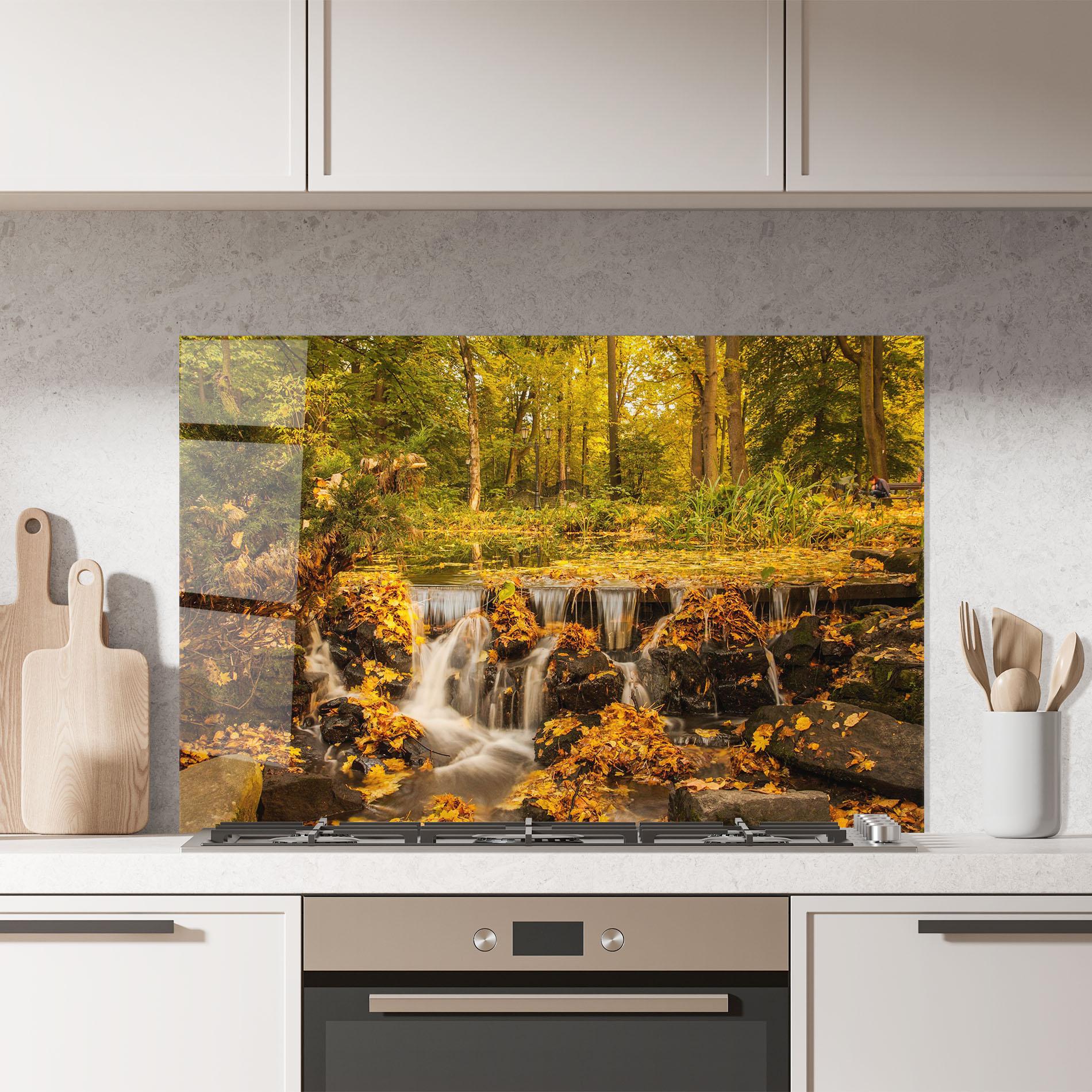 Panou Sticla Bucatarie Autumn Pretty Waterfall mockup 7