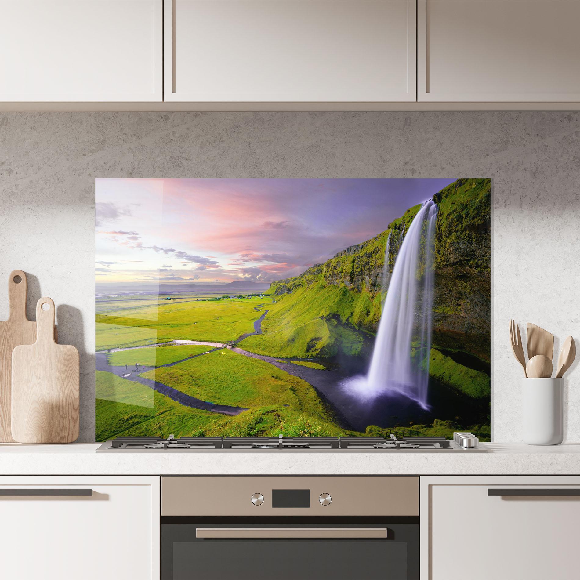 Panou Sticla Bucatarie Pink Wky Waterfall mockup 7