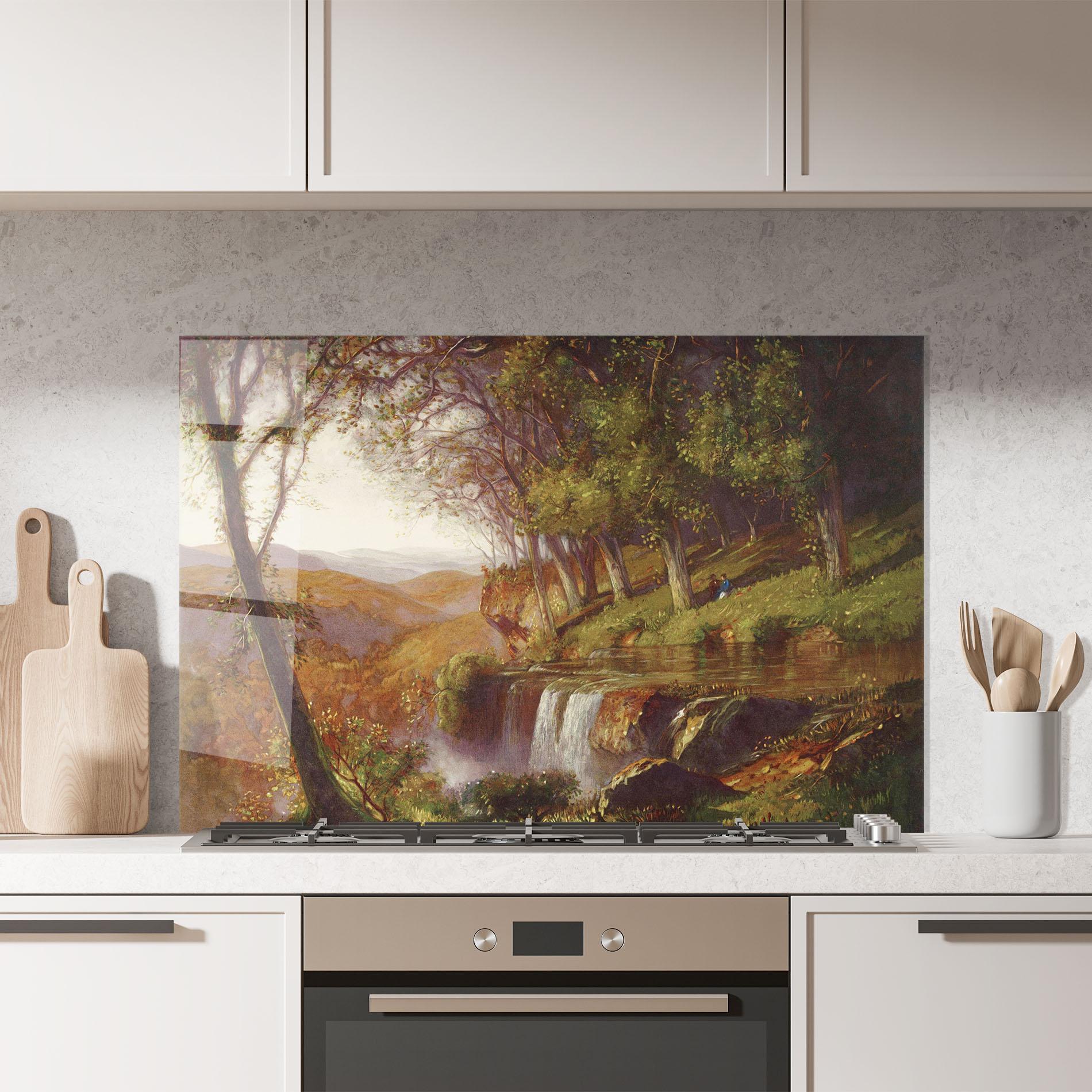 Panou Sticla Bucatarie Waterfall Painting mockup 7