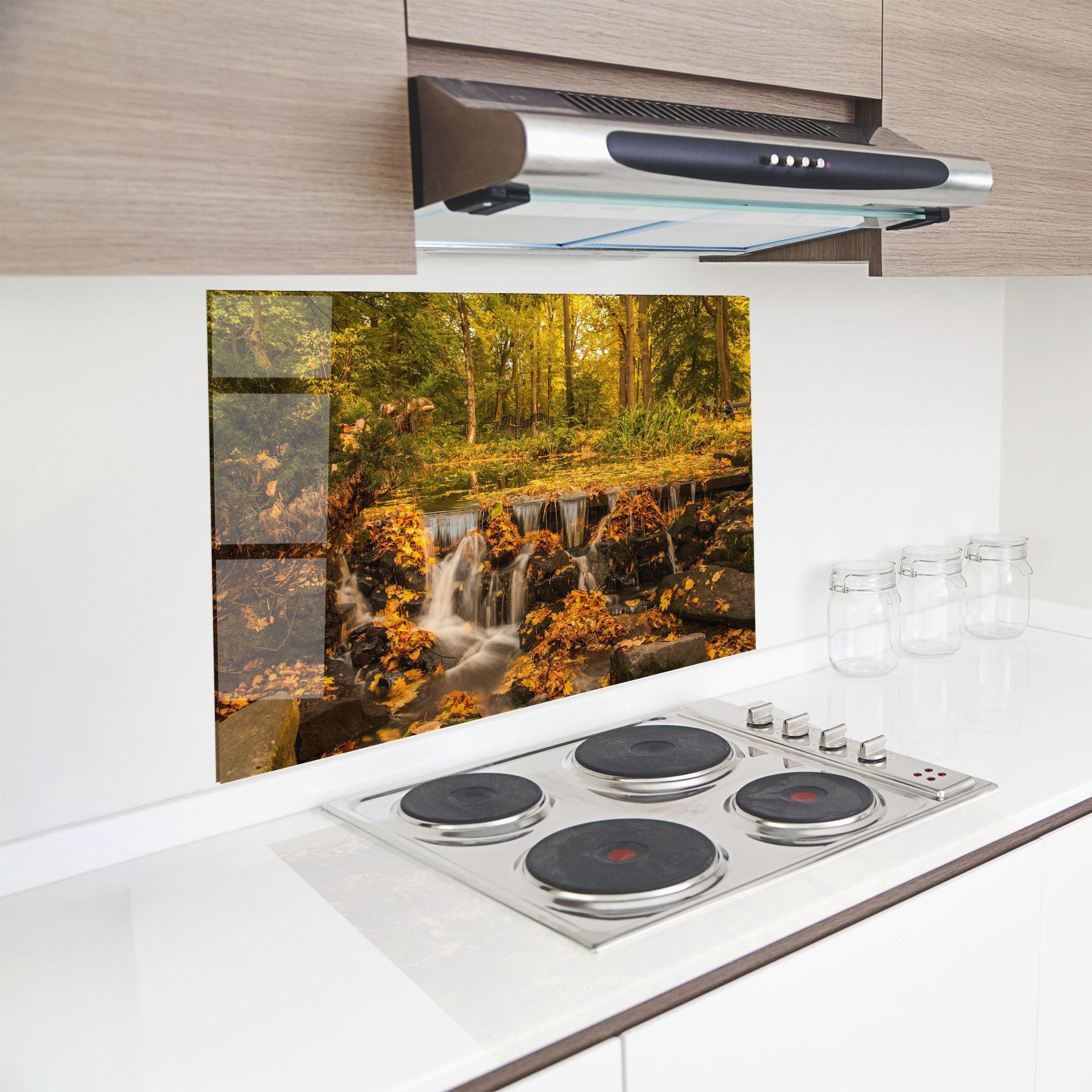 Panou Sticla Bucatarie Autumn Pretty Waterfall mockup 8