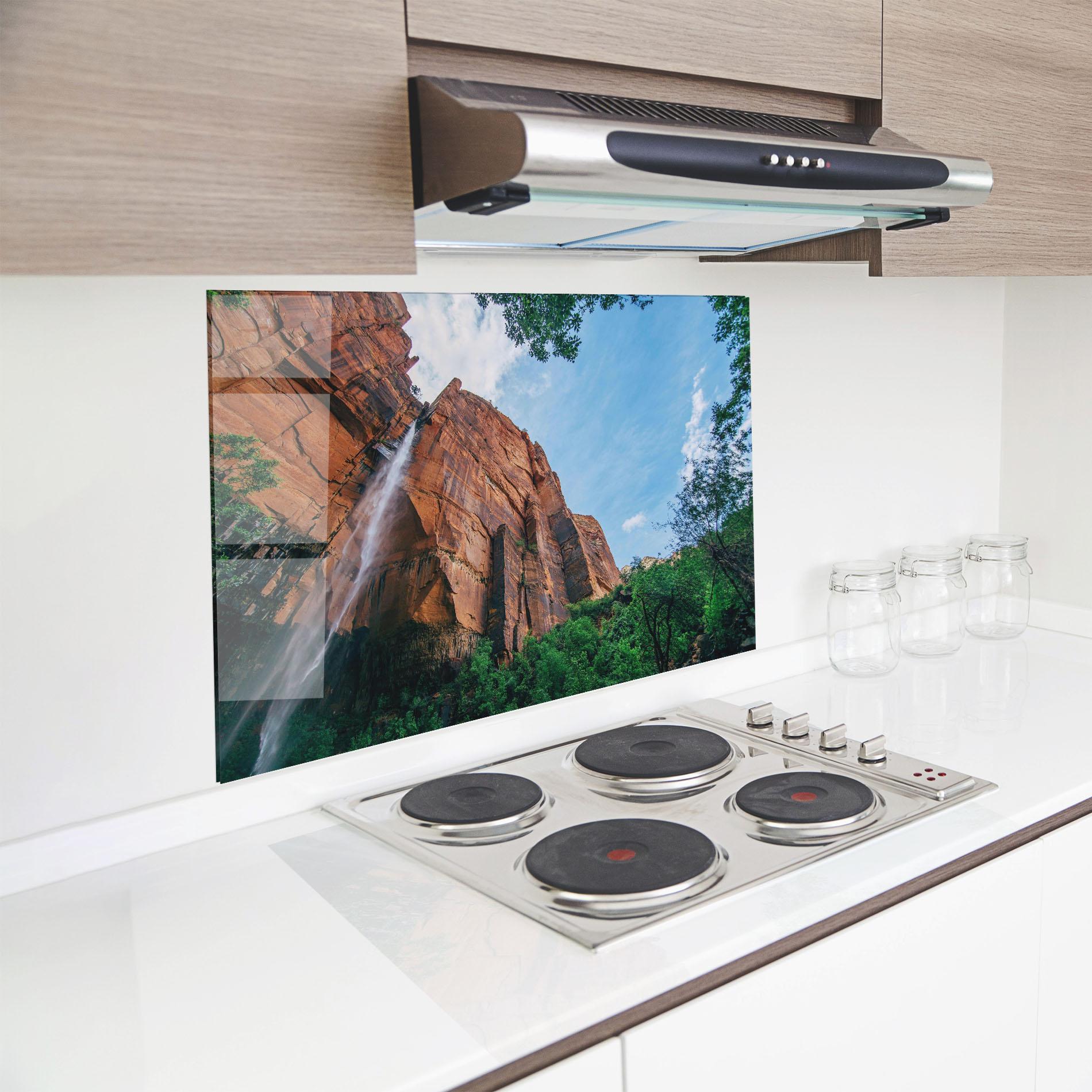 Panou Sticla Bucatarie Nature Pretty Waterfall mockup 8