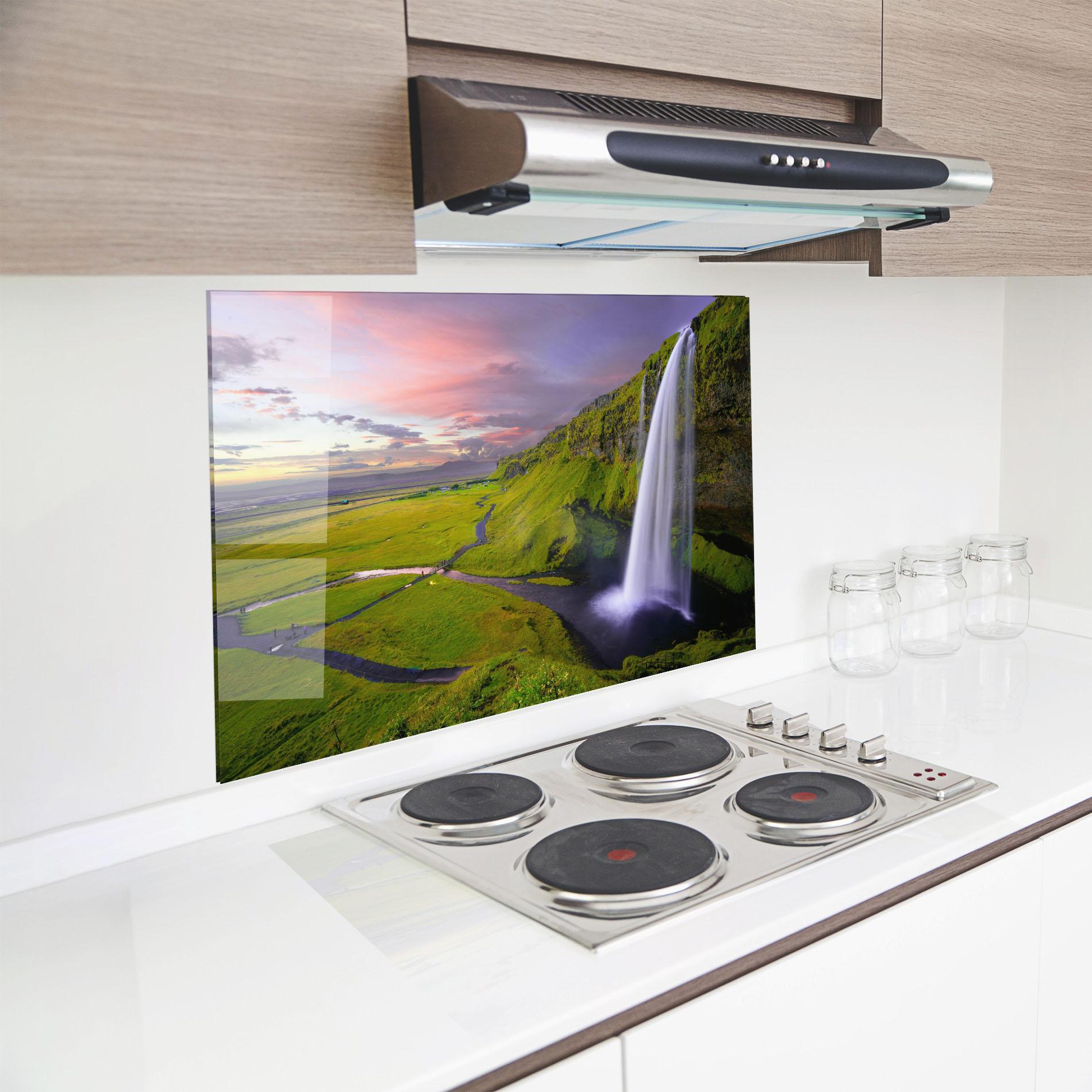 Panou Sticla Bucatarie Pink Wky Waterfall mockup 8