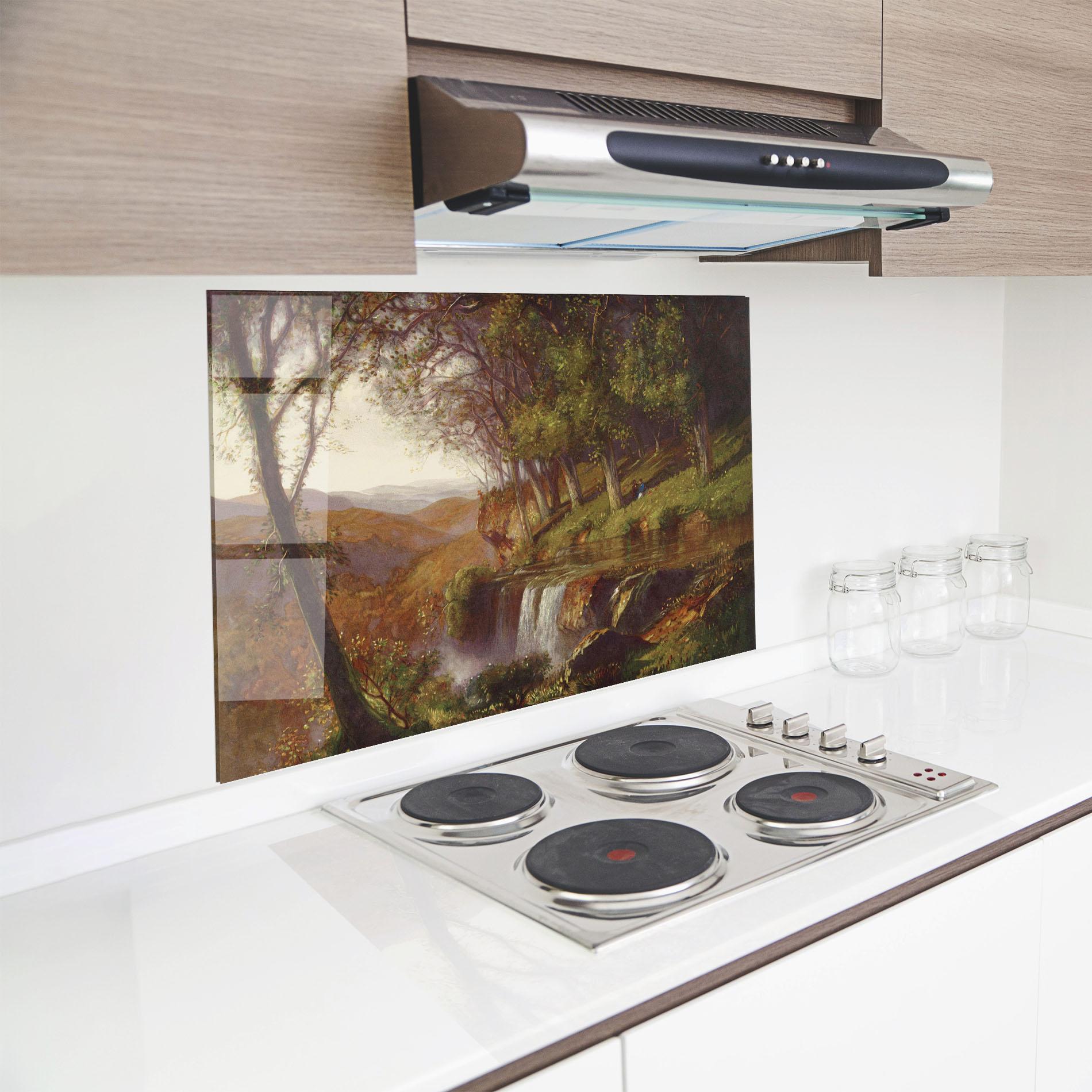 Panou Sticla Bucatarie Waterfall Painting mockup 8