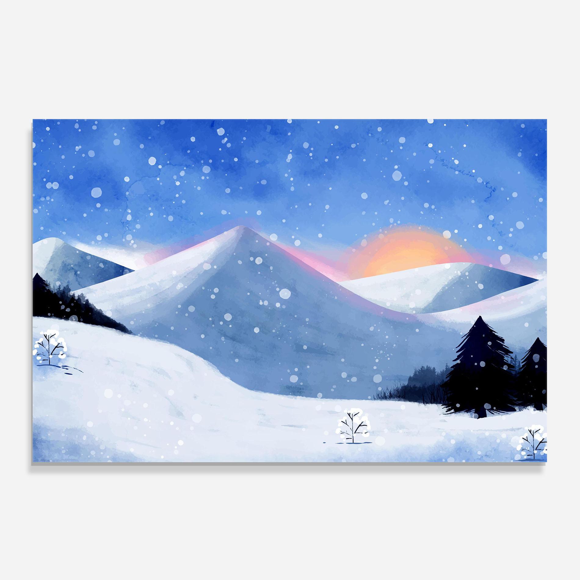 Panou Sticla Bucatarie Mountain Snow Art mockup 0
