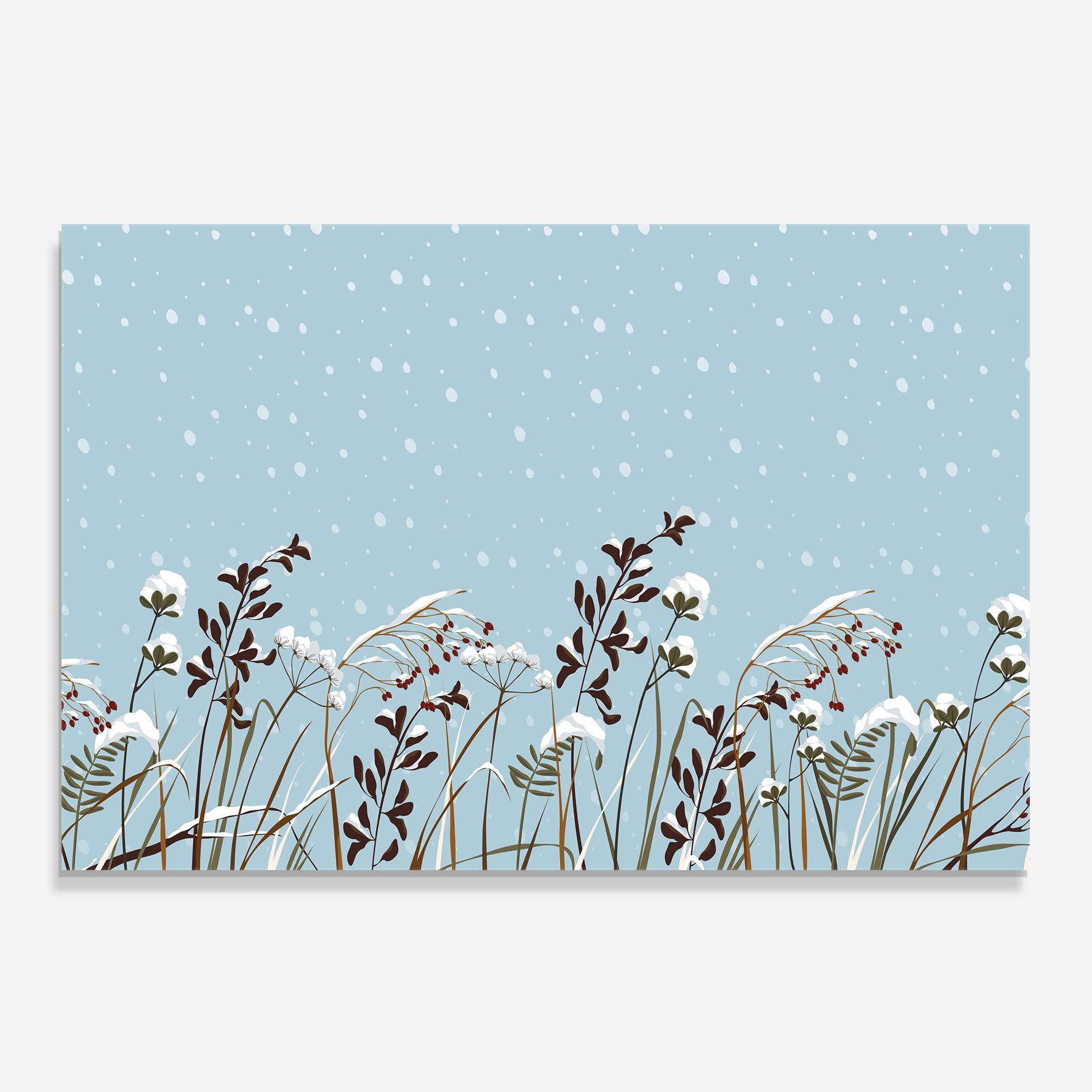 Panou Sticla Bucatarie Snow Plants mockup 0