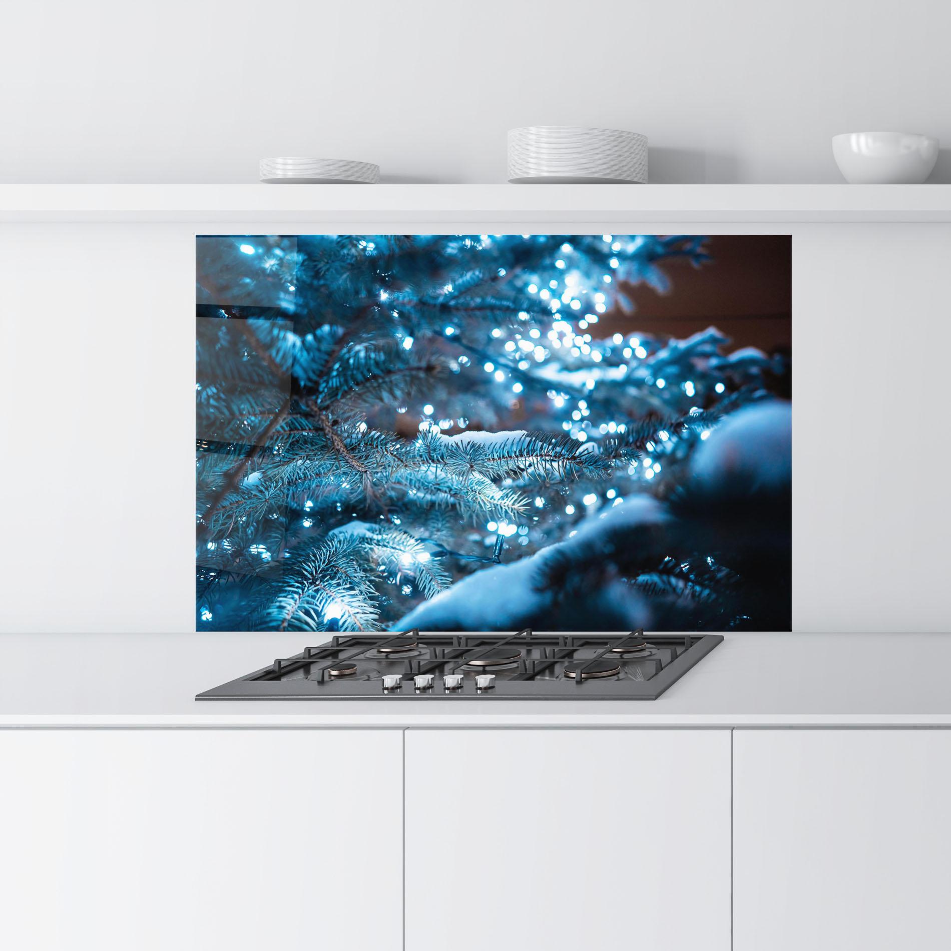 Panou Sticla Bucatarie Blue Christmas Tree mockup 9