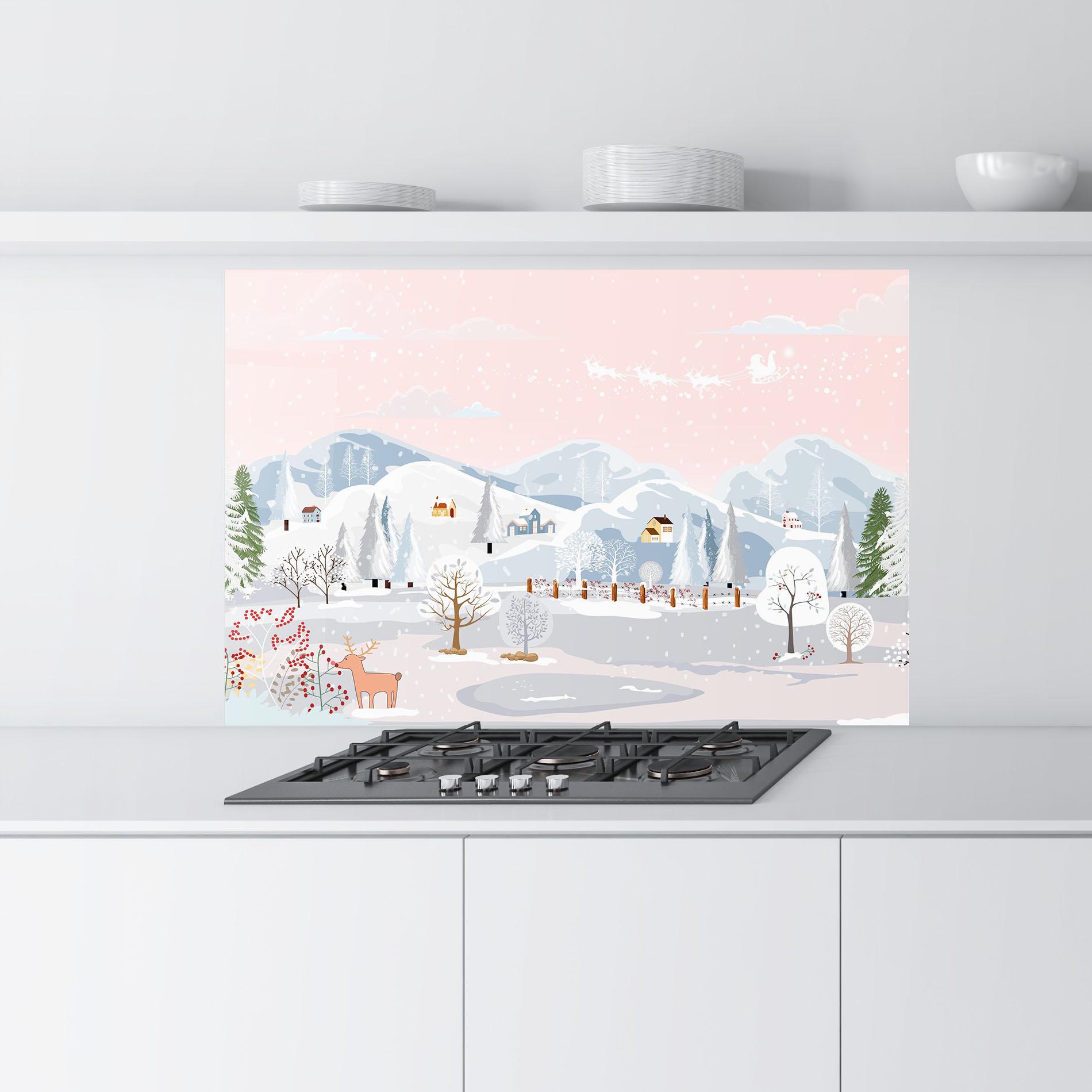 Panou Sticla Bucatarie Pink Sky Winter mockup 9