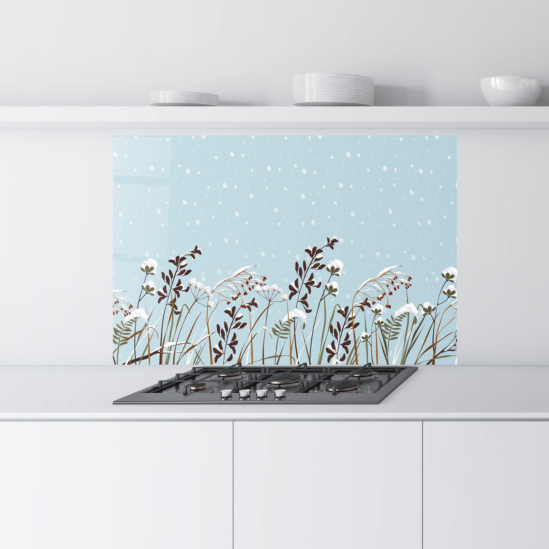 Panou Sticla Bucatarie Snow Plants mockup 9