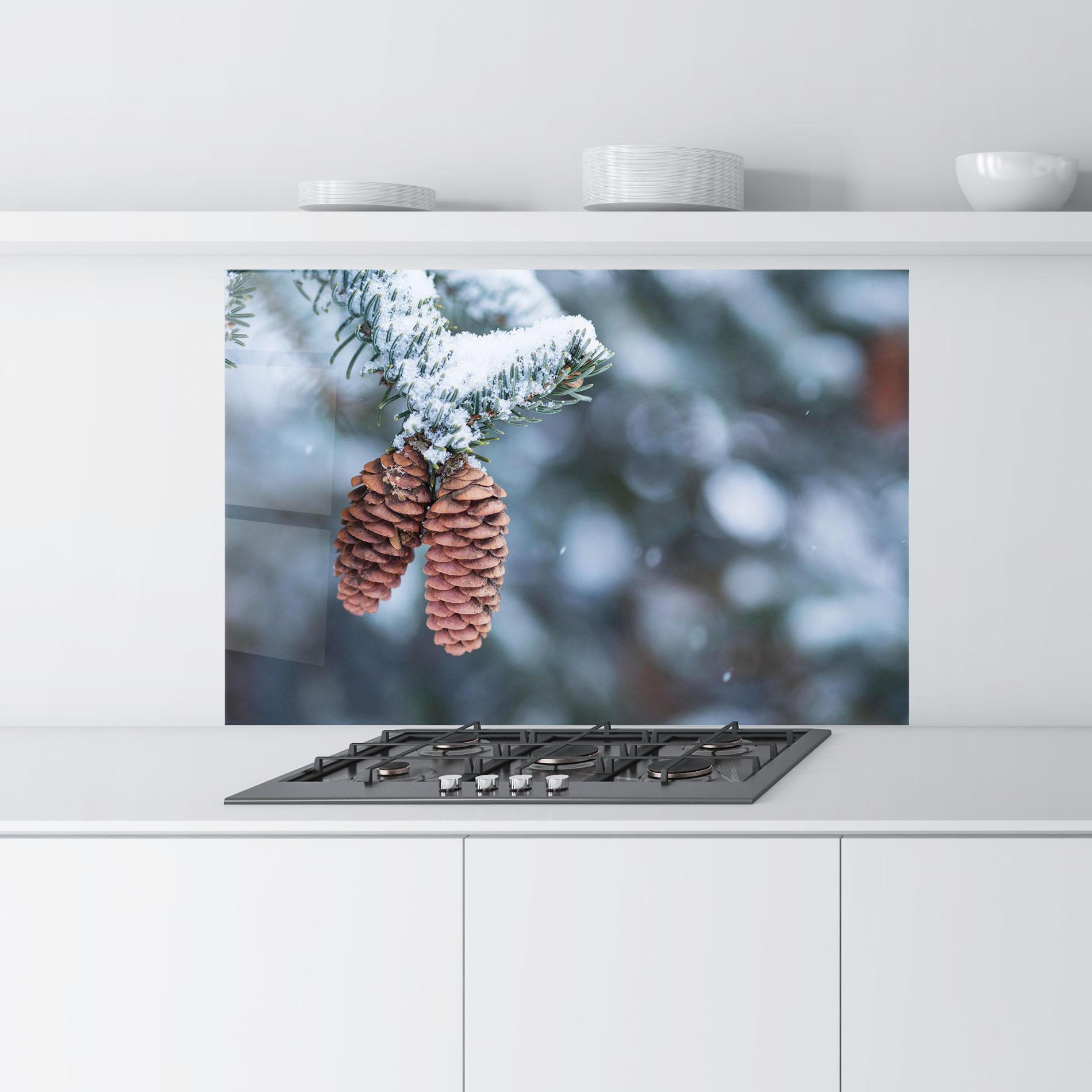 Panou Sticla Bucatarie Winter Cones mockup 9