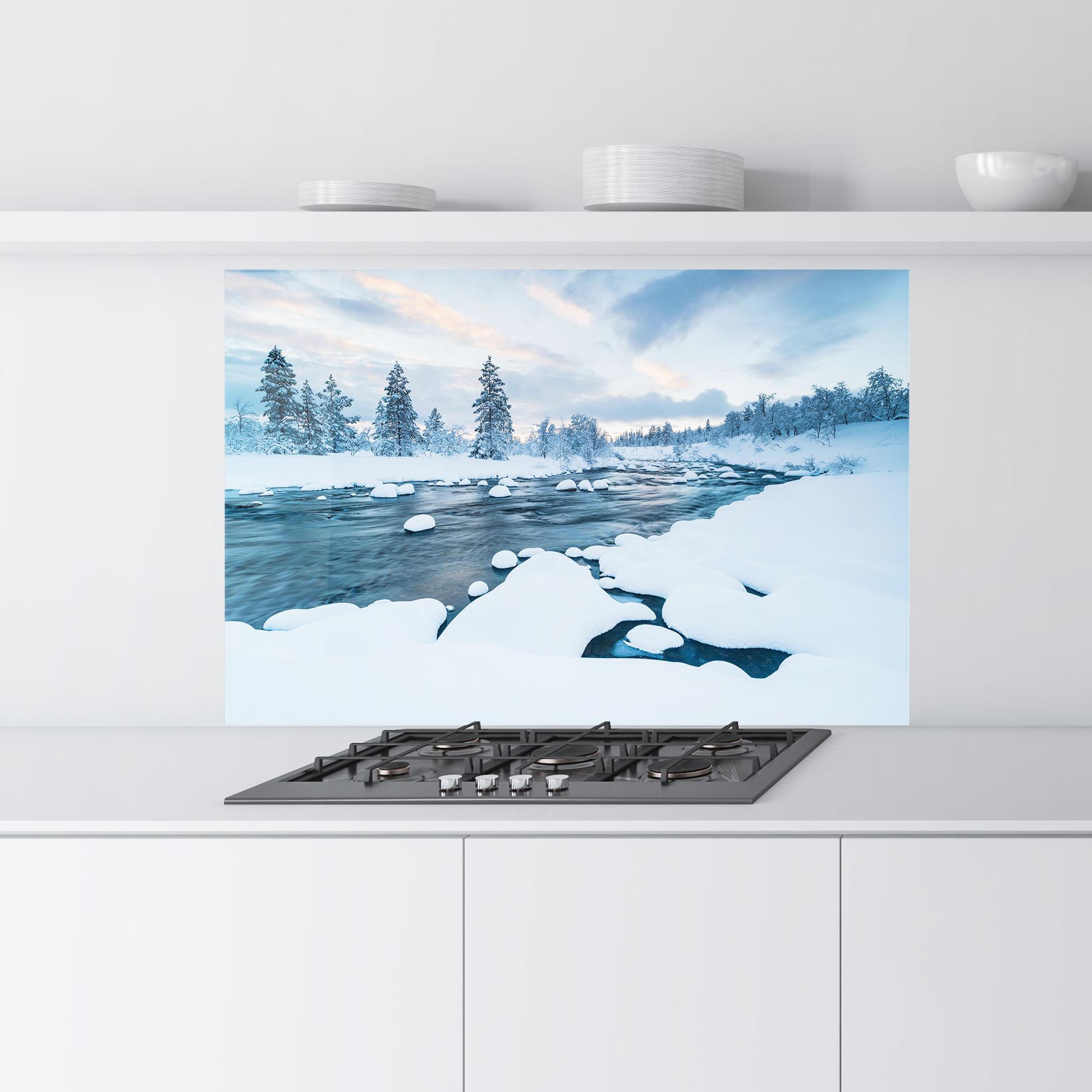 Panou Sticla Bucatarie Winter River mockup 9