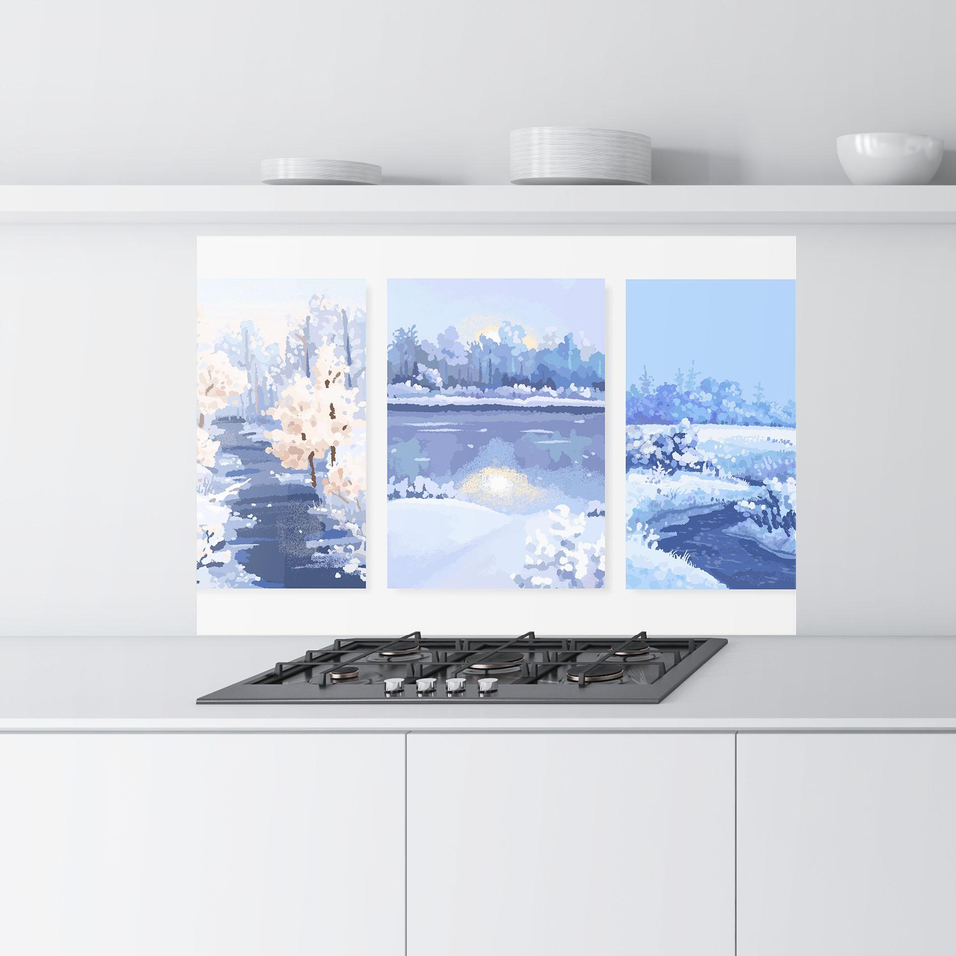 Panou Sticla Bucatarie Winter_landscape_with_forest_and_field_vector_illustration14 mockup 9
