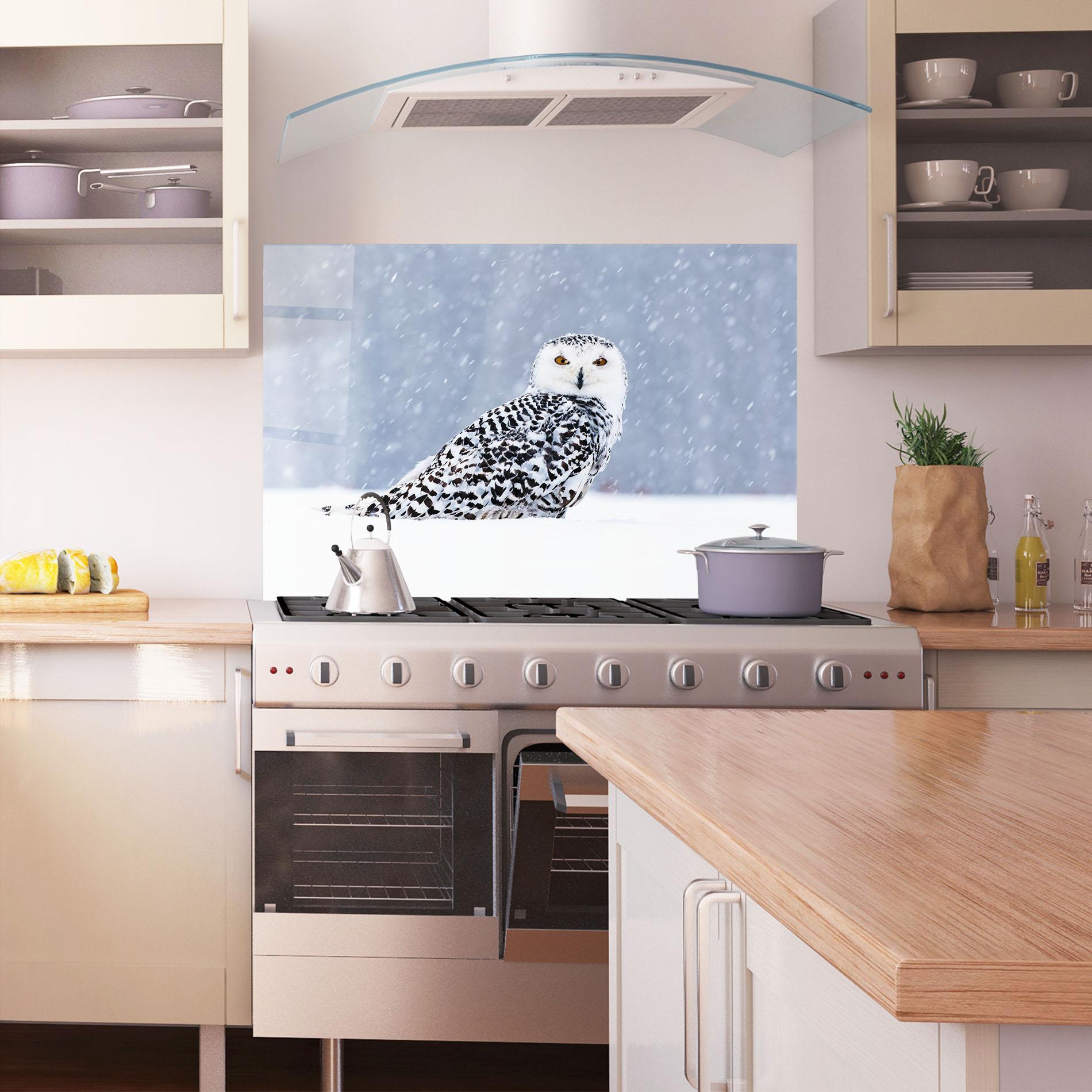Panou Sticla Bucatarie Snow Owl mockup 1