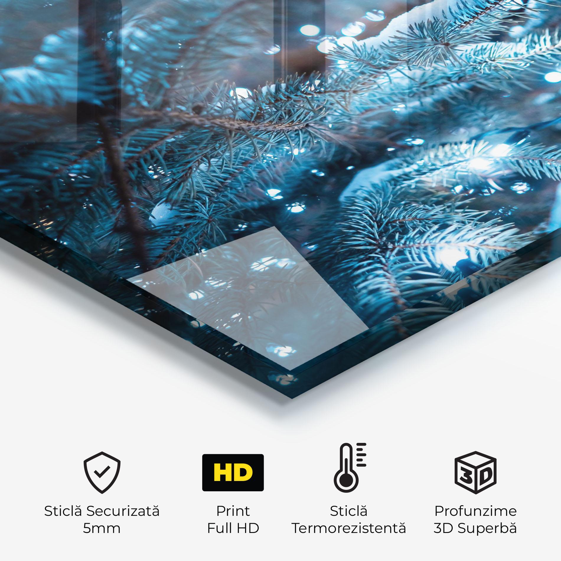 Panou Sticla Bucatarie Blue Christmas Tree mockup 2