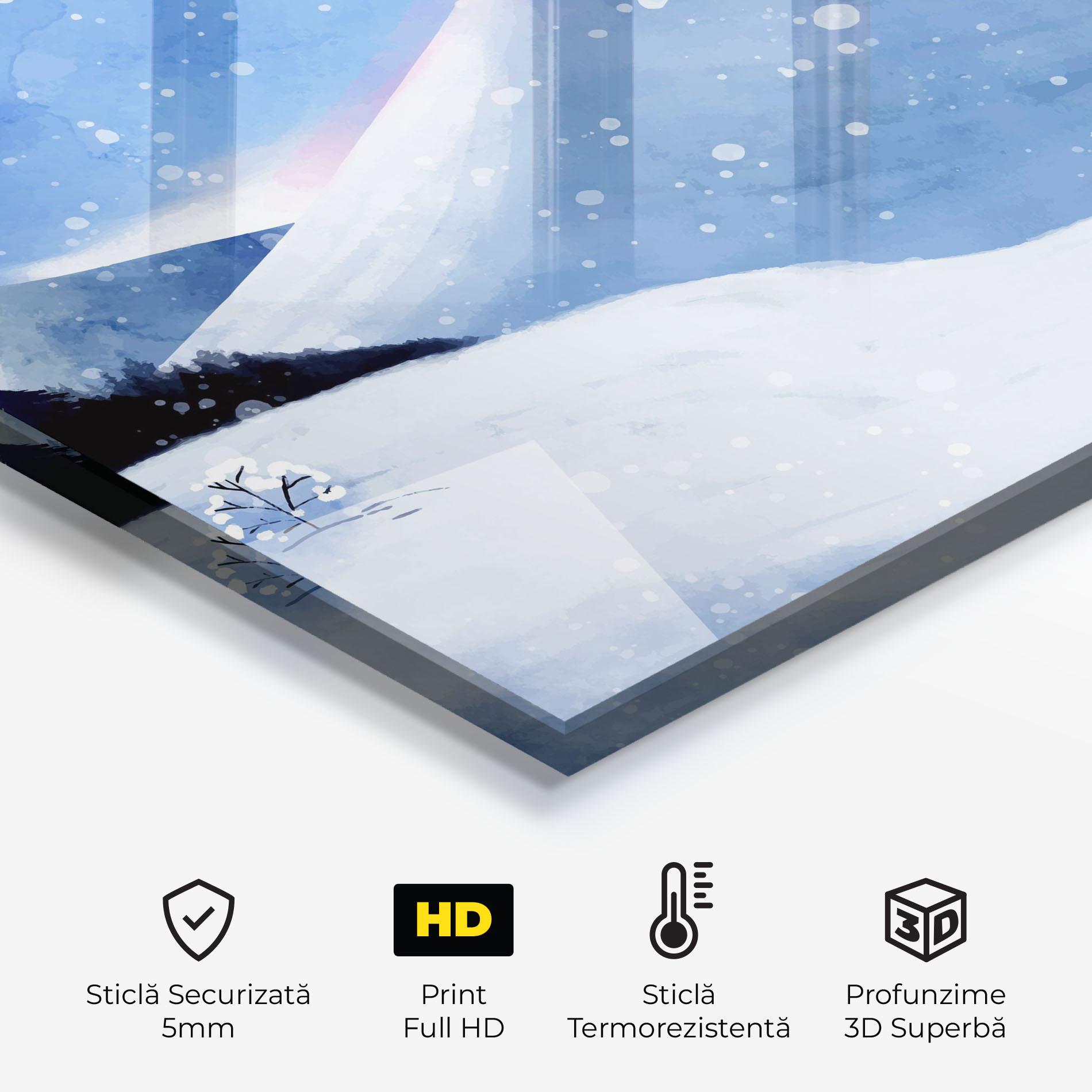 Panou Sticla Bucatarie Mountain Snow Art mockup 2