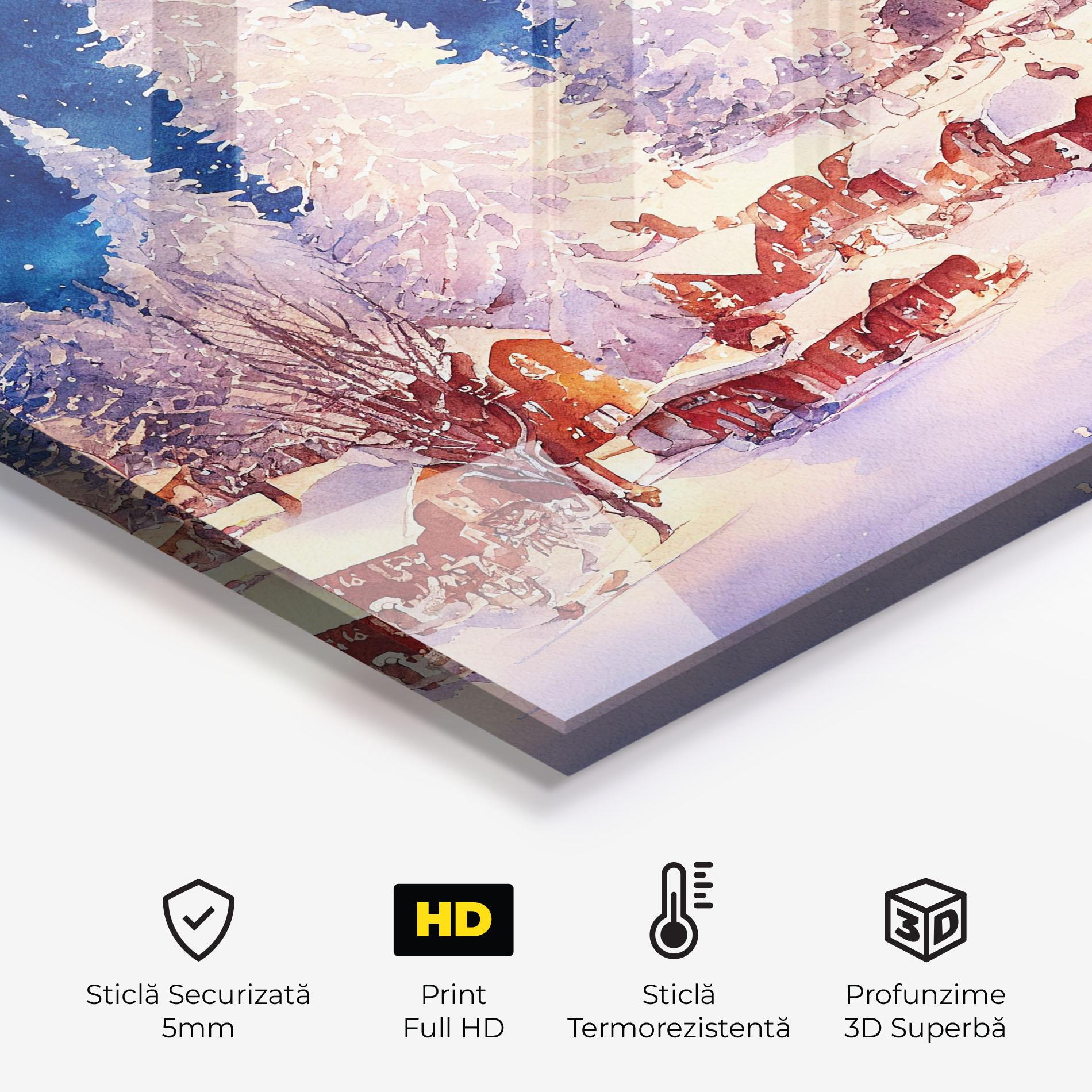 Panou Sticla Bucatarie Snow Falling Painting mockup 2