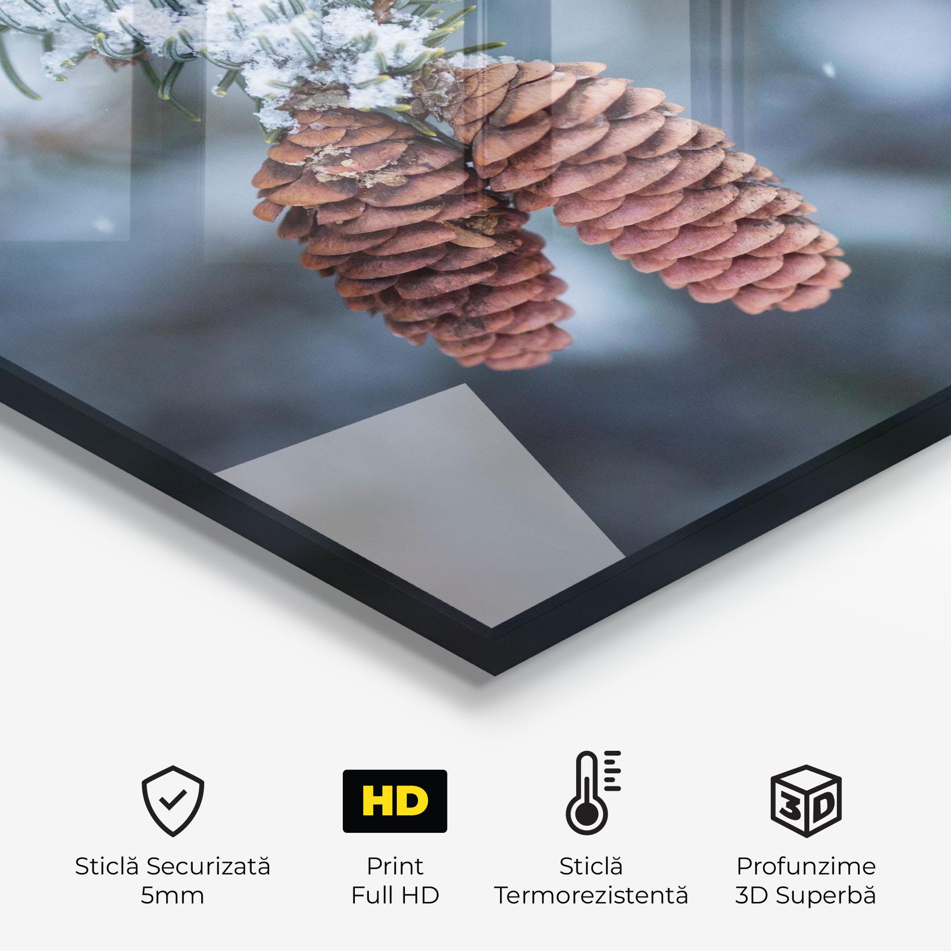 Panou Sticla Bucatarie Winter Cones mockup 2