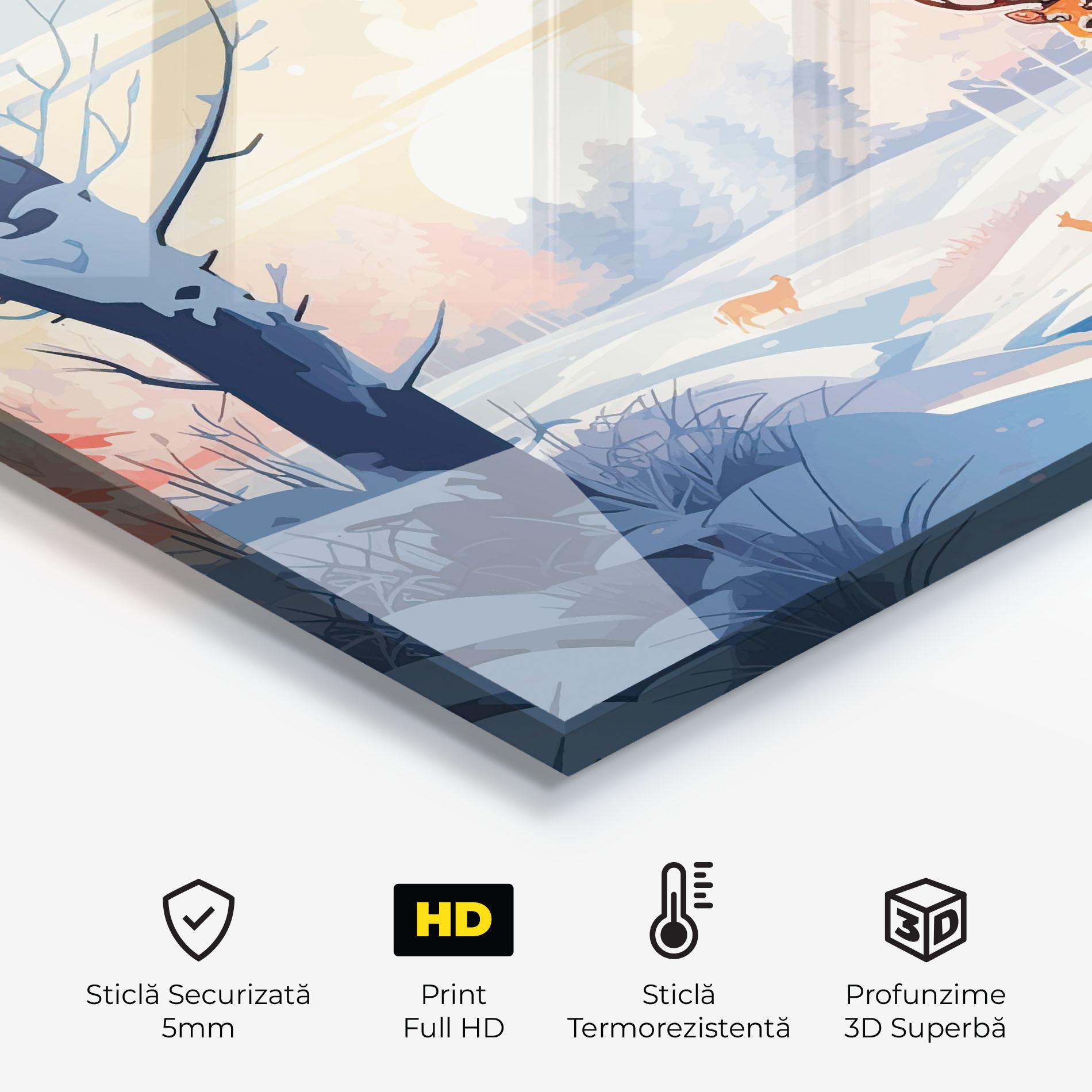 Panou Sticla Bucatarie Winter Deer Art mockup 2
