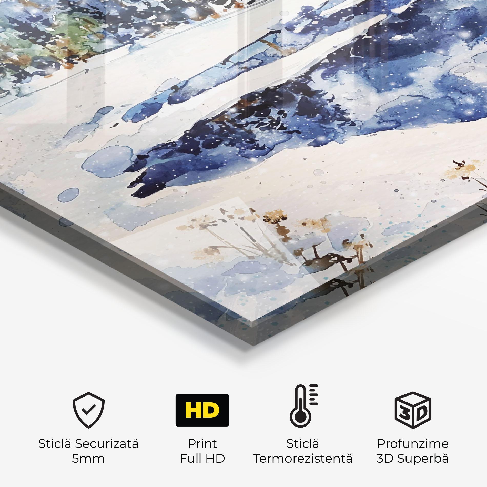 Panou Sticla Bucatarie Winter Painting mockup 2