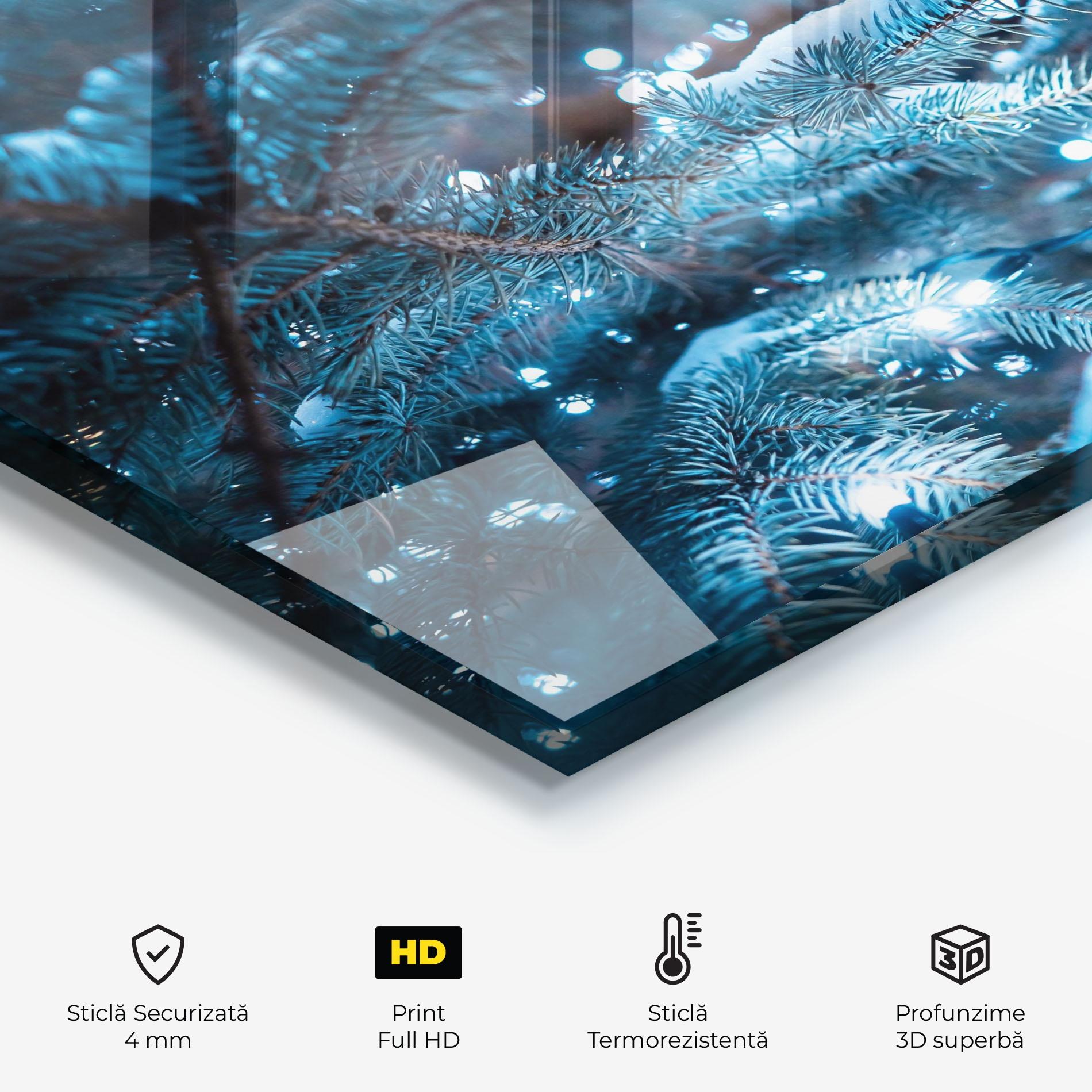 Panou Sticla Bucatarie Blue Christmas Tree mockup 2