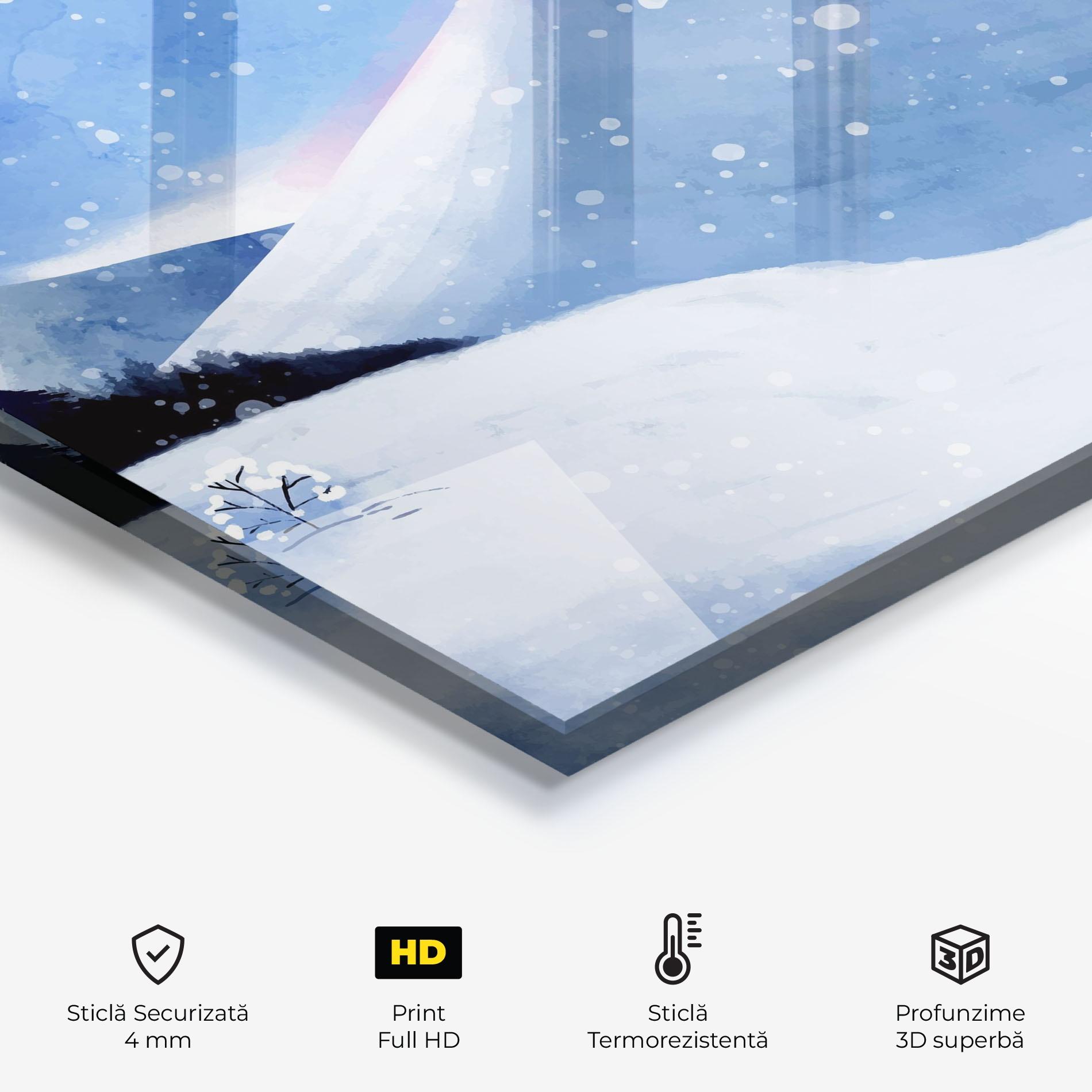 Panou Sticla Bucatarie Mountain Snow Art mockup 2