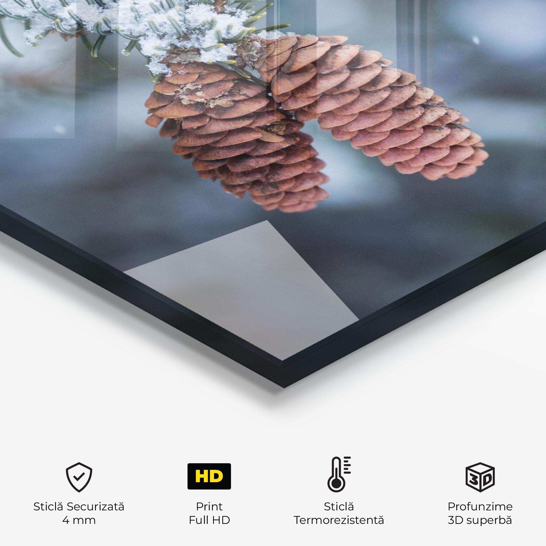 Panou Sticla Bucatarie Winter Cones mockup 2