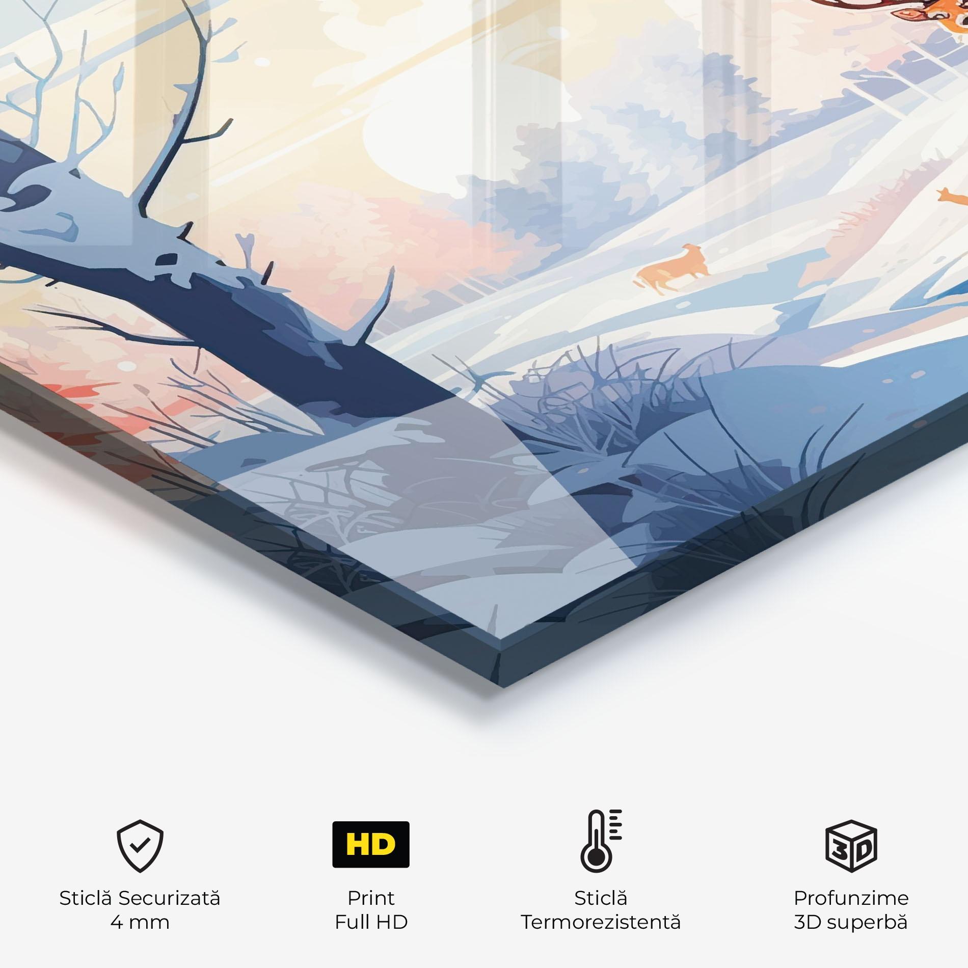 Panou Sticla Bucatarie Winter Deer Art mockup 2