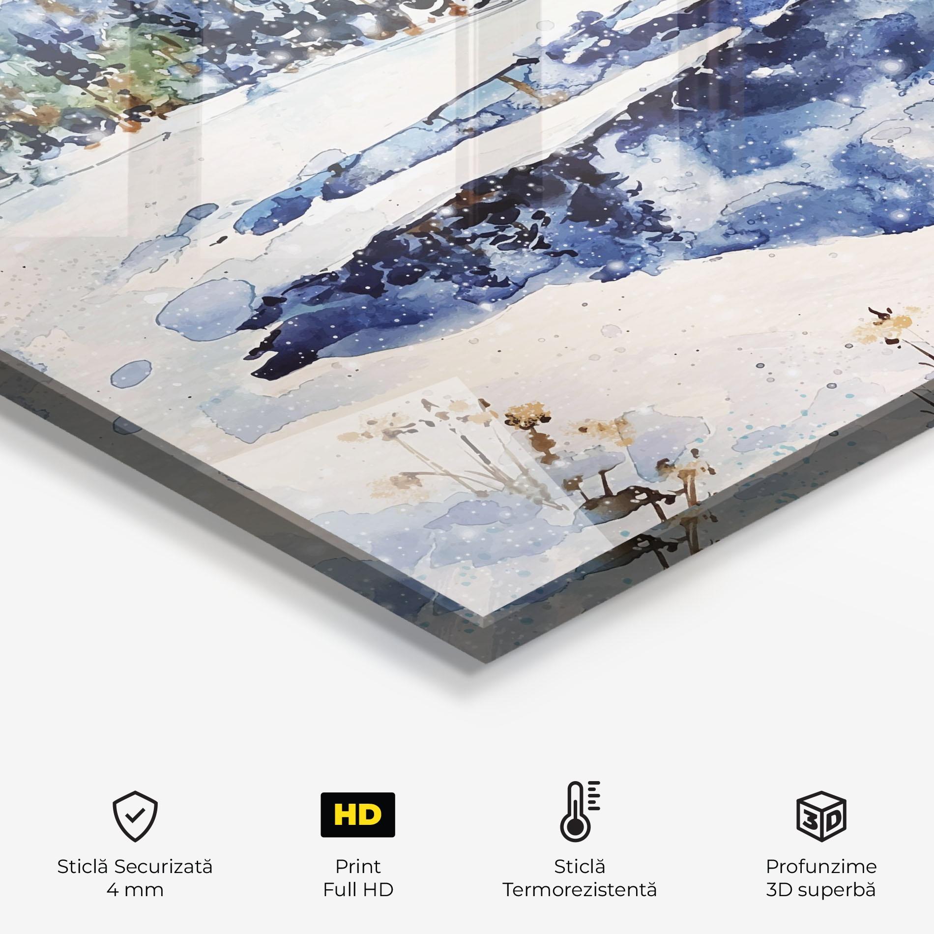 Panou Sticla Bucatarie Winter Painting mockup 2