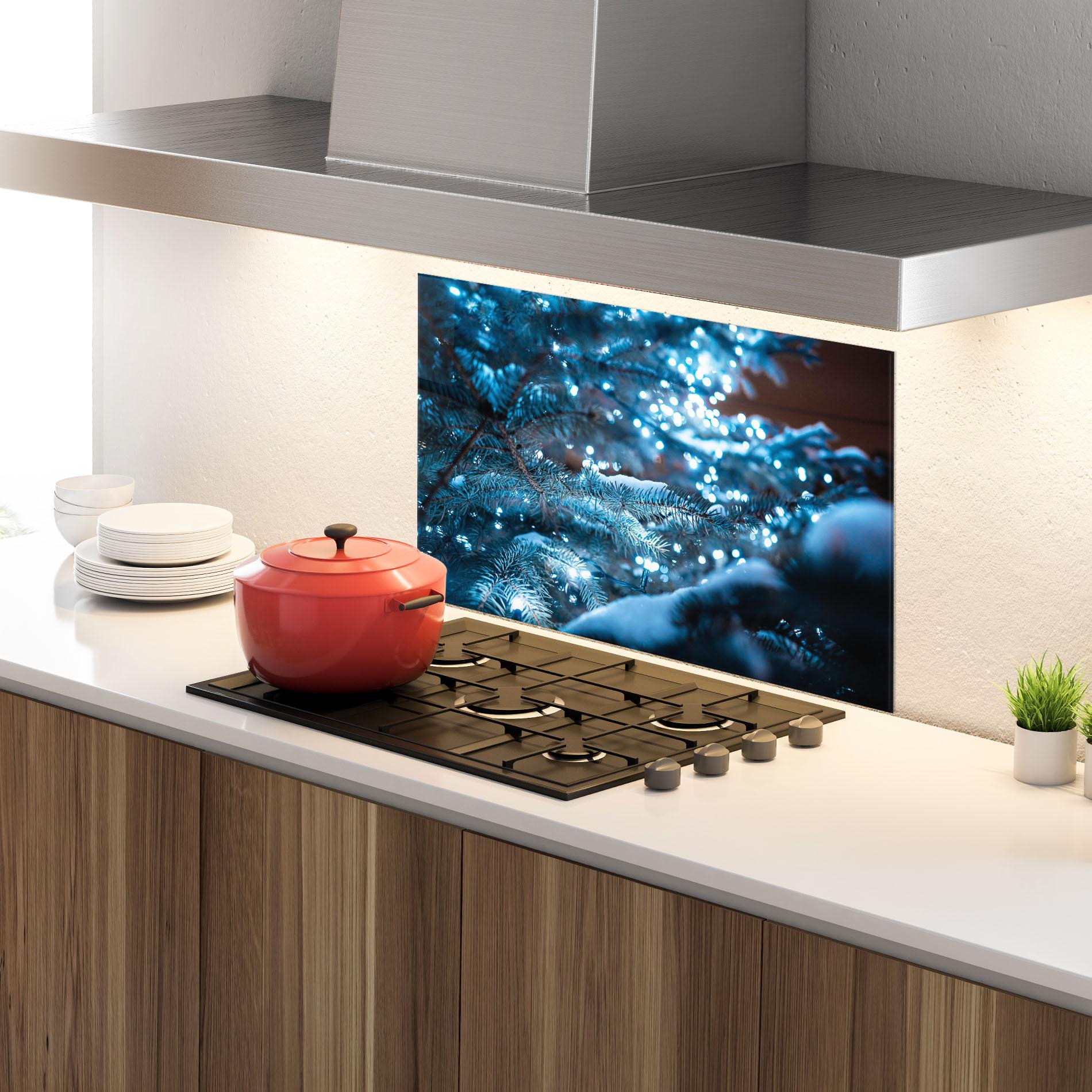 Panou Sticla Bucatarie Blue Christmas Tree mockup 4