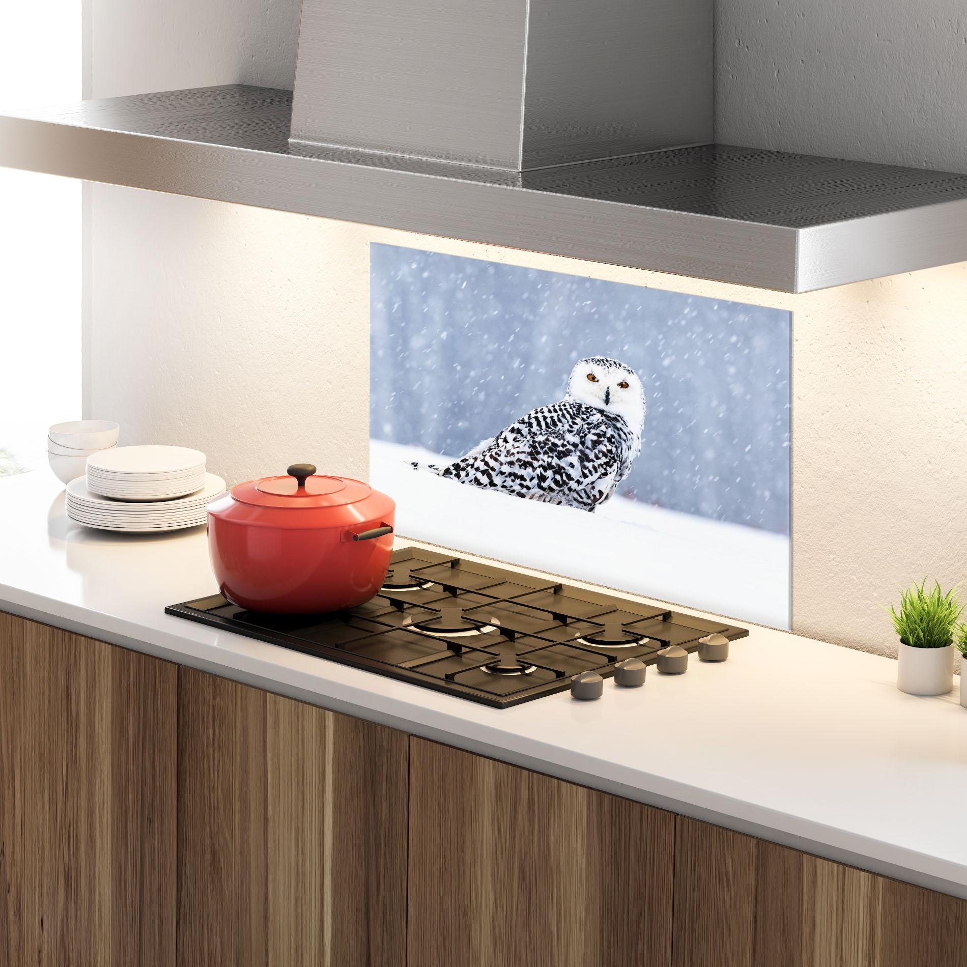 Panou Sticla Bucatarie Snow Owl mockup 4