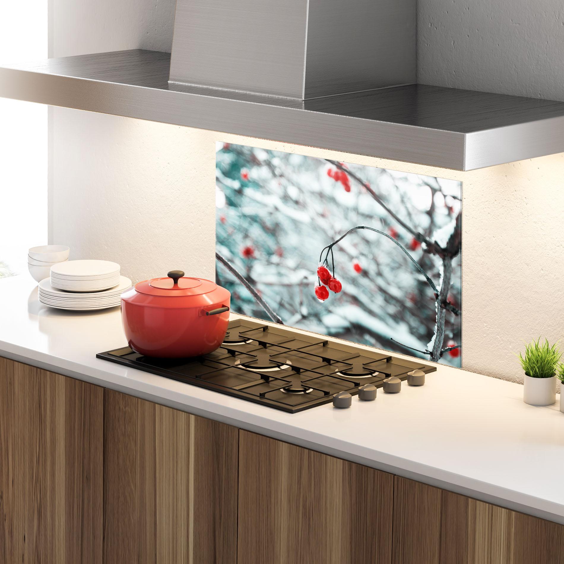 Panou Sticla Bucatarie Snow Red Fruits mockup 4