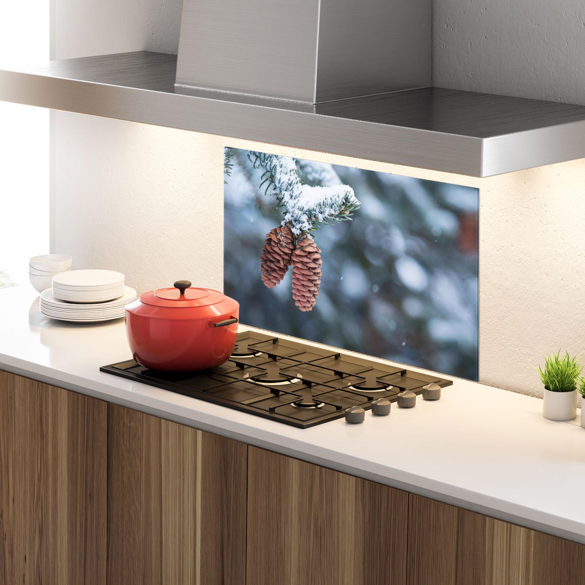 Panou Sticla Bucatarie Winter Cones mockup 4