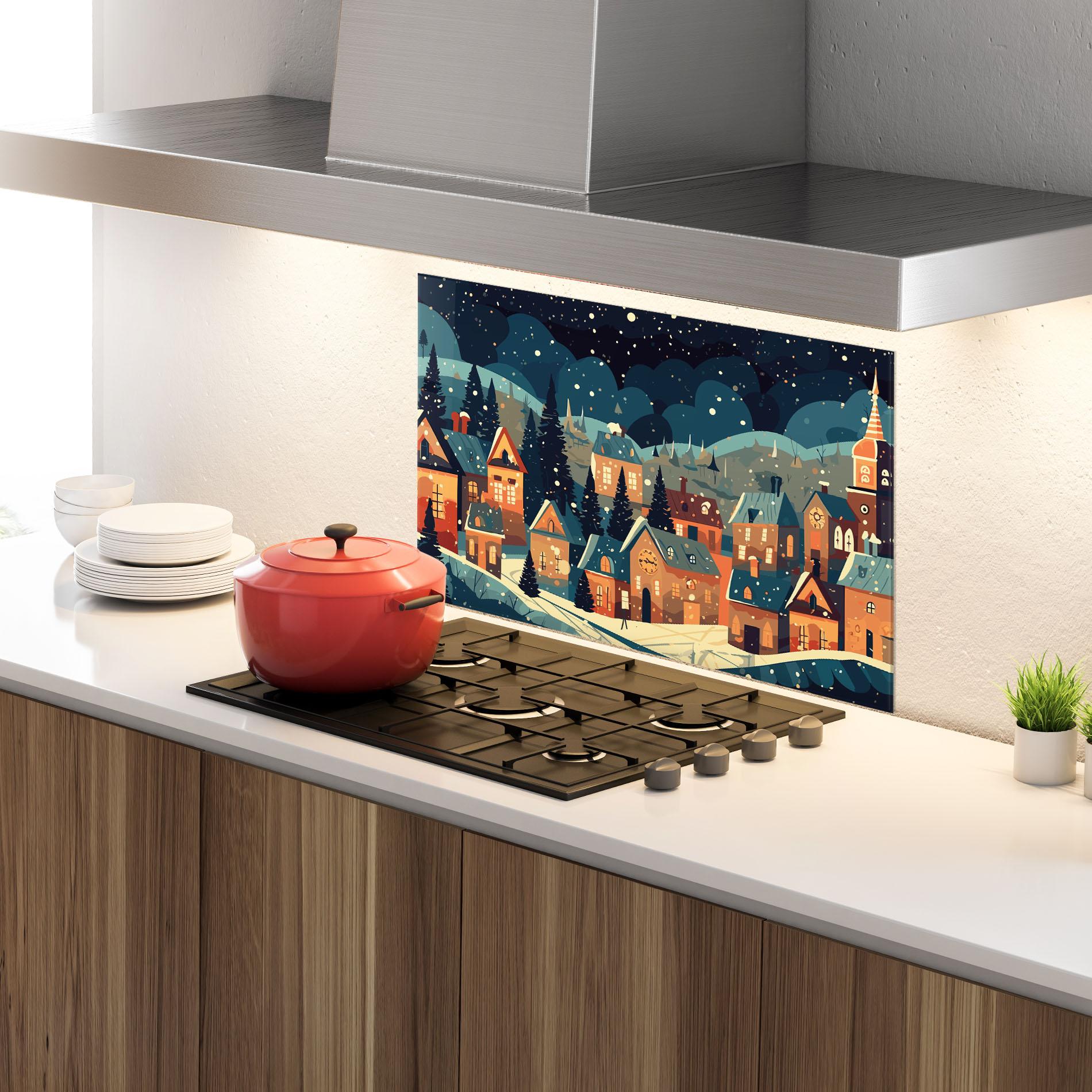 Panou Sticla Bucatarie Winter View Houses mockup 4