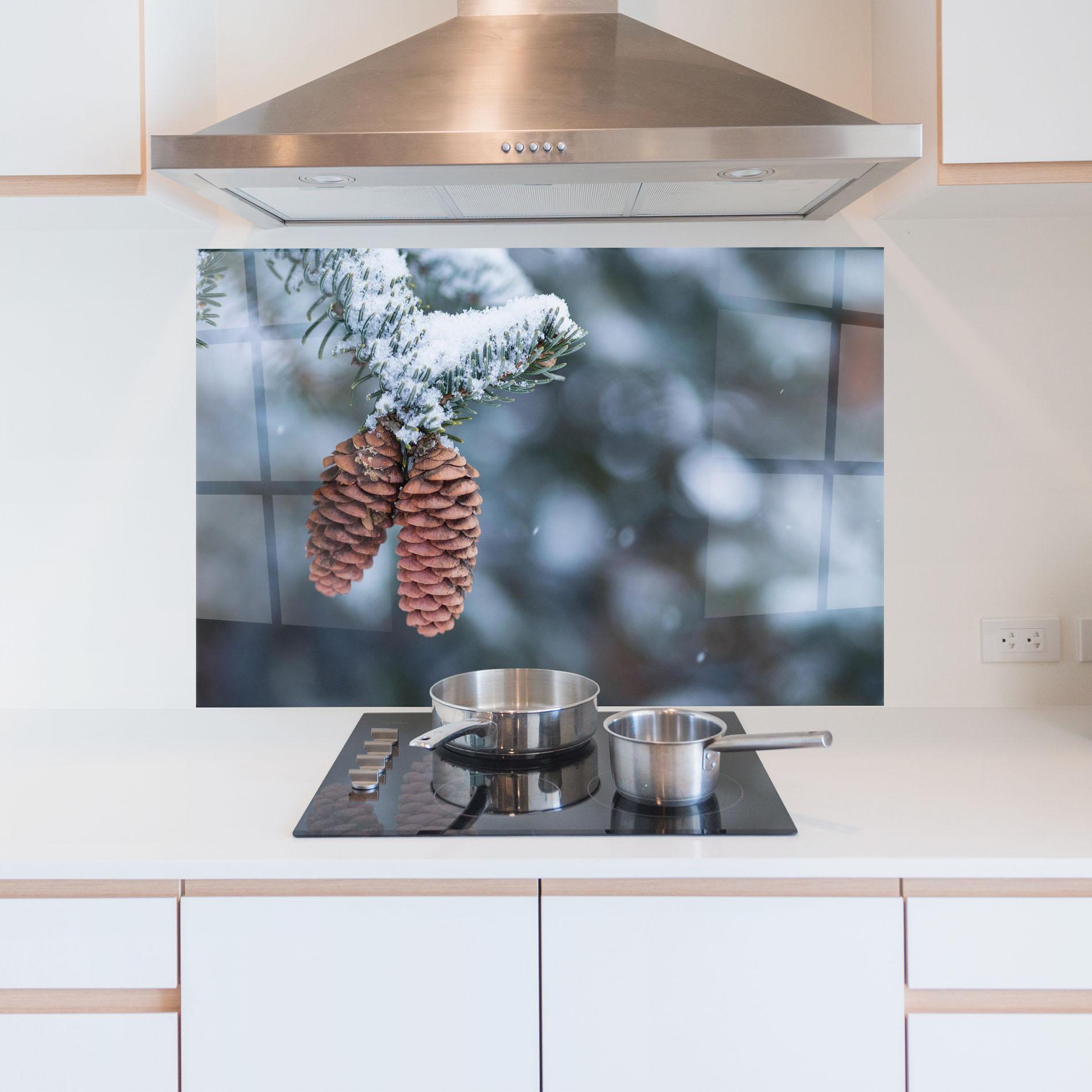 Panou Sticla Bucatarie Winter Cones mockup 5