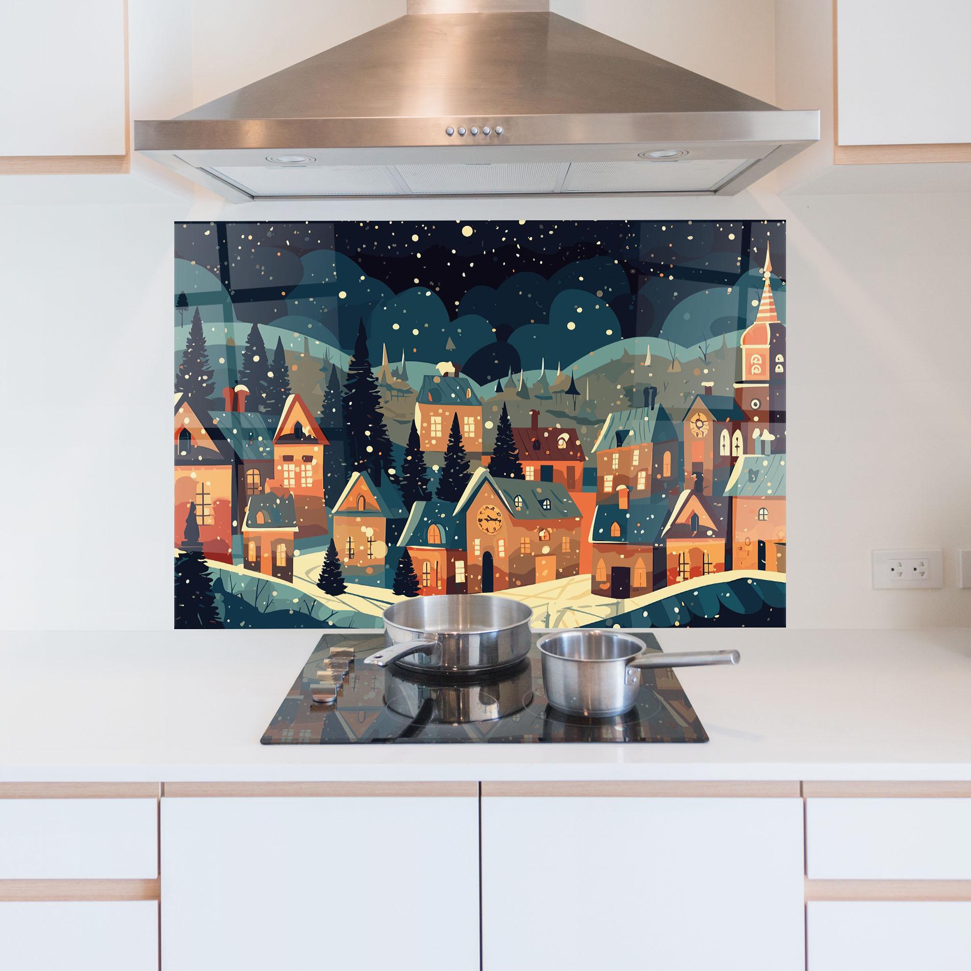 Panou Sticla Bucatarie Winter View Houses mockup 5