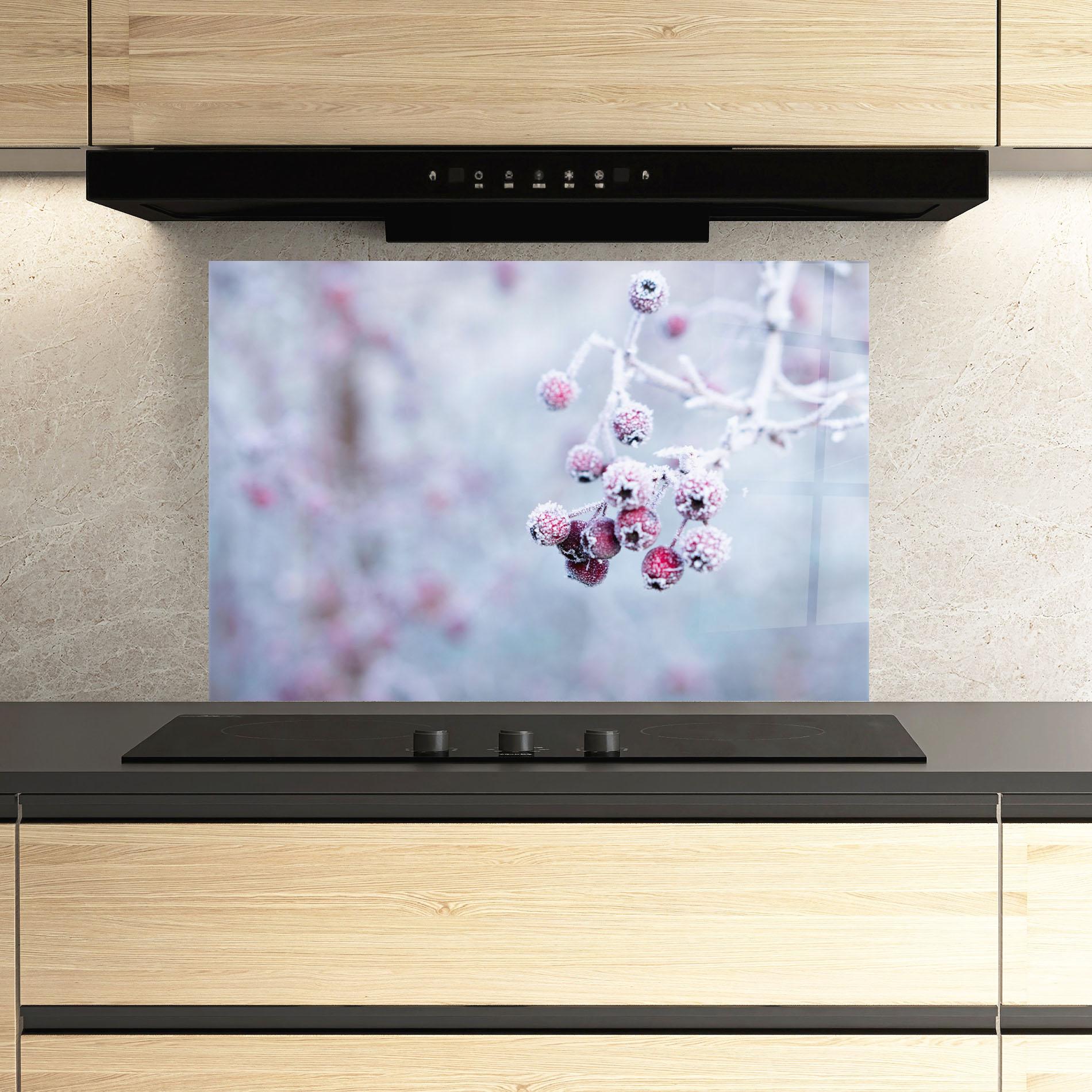 Panou Sticla Bucatarie Red Winter Fruits mockup 3