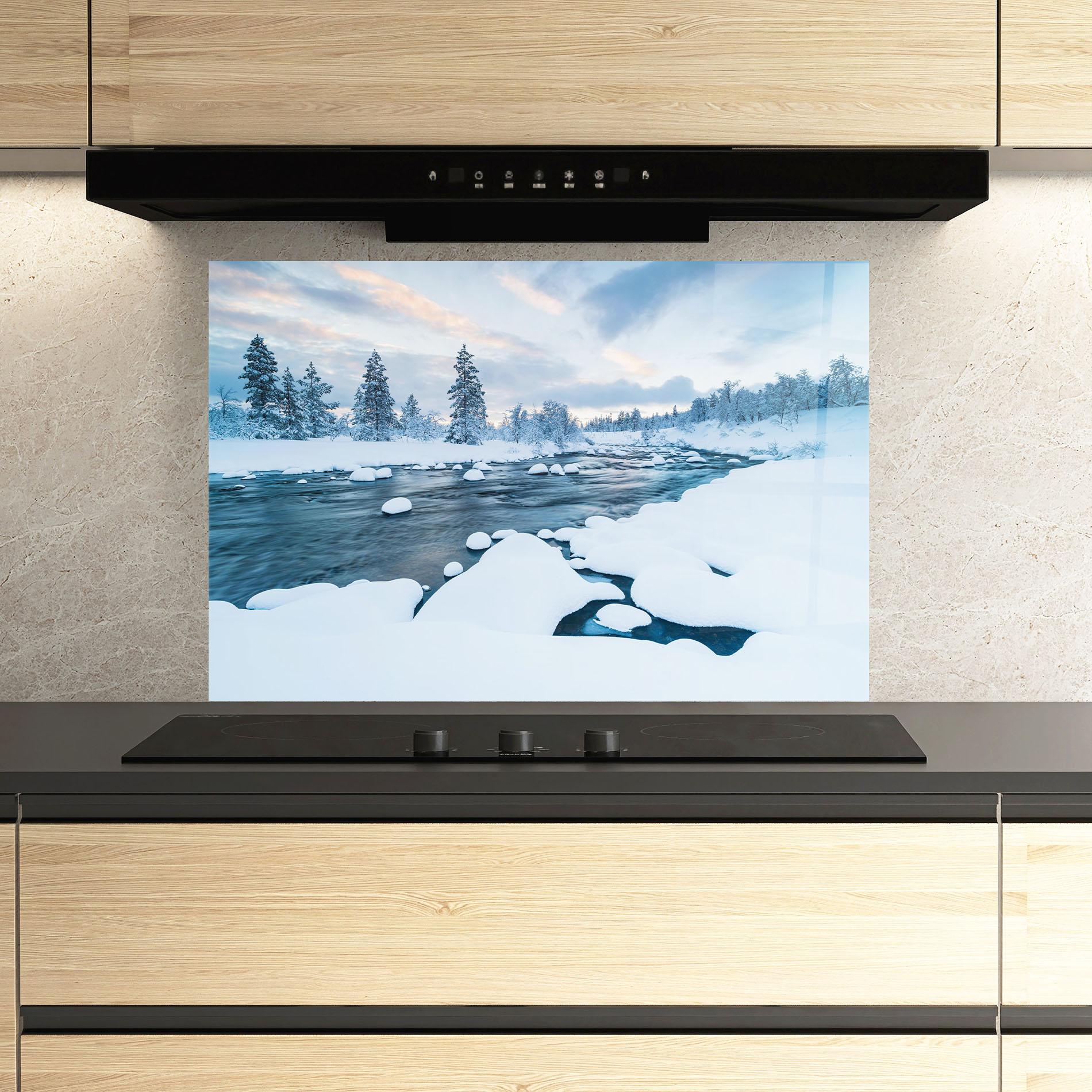 Panou Sticla Bucatarie Winter River mockup 3