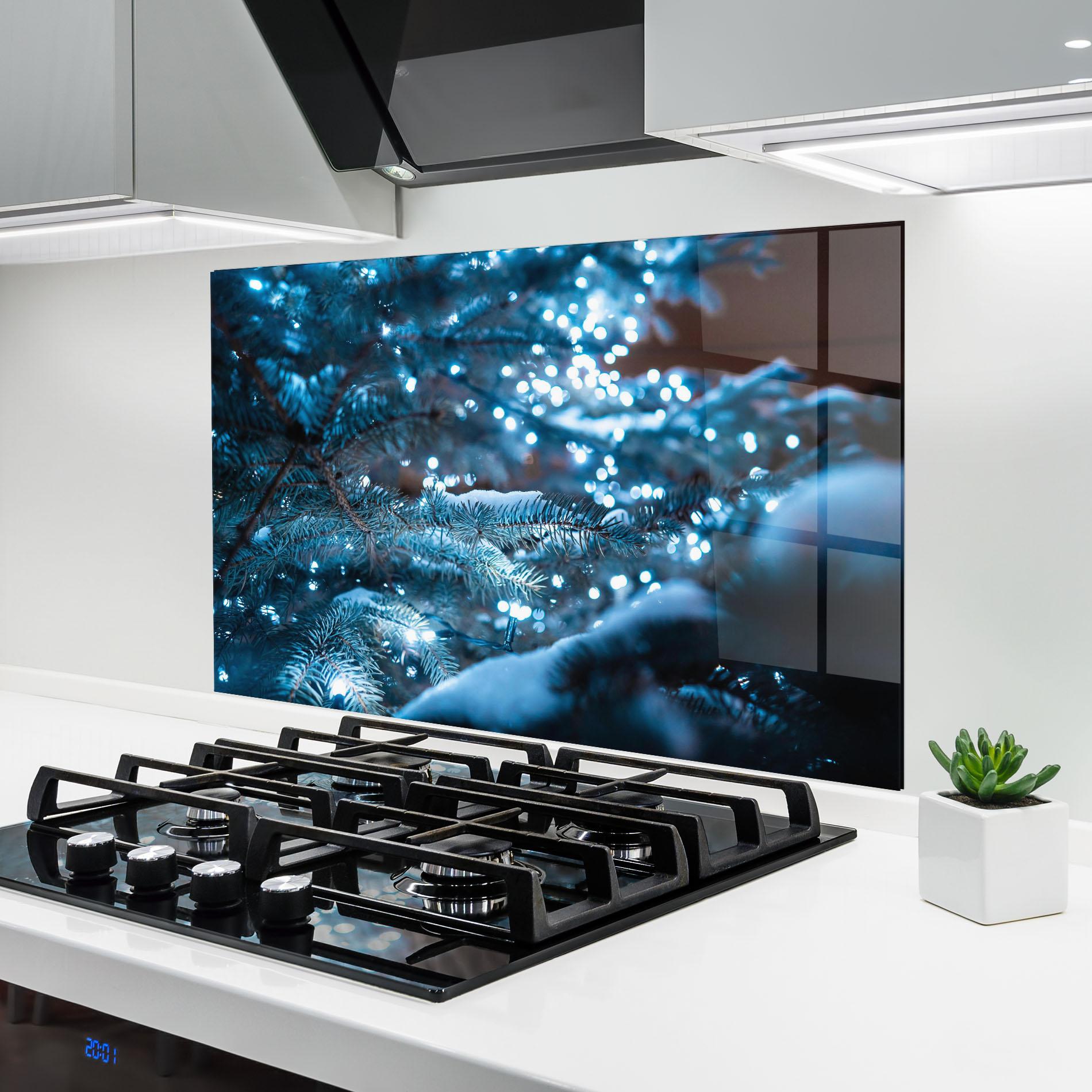 Panou Sticla Bucatarie Blue Christmas Tree mockup 6