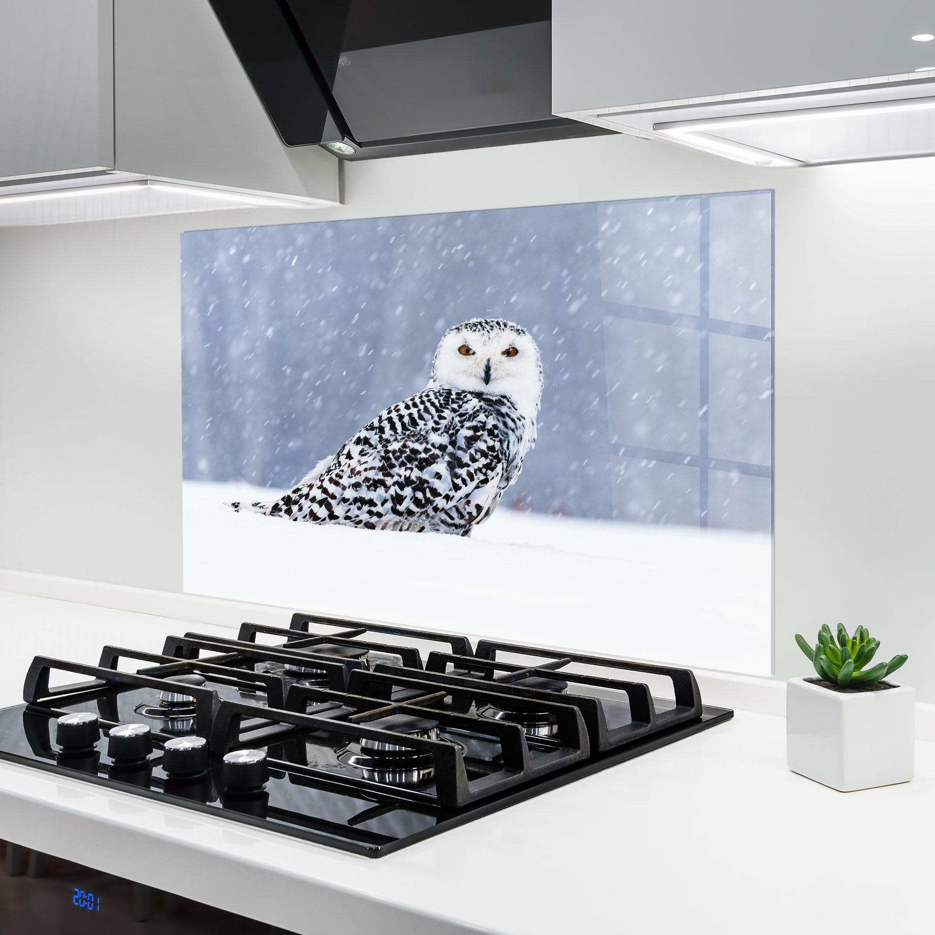 Panou Sticla Bucatarie Snow Owl mockup 6