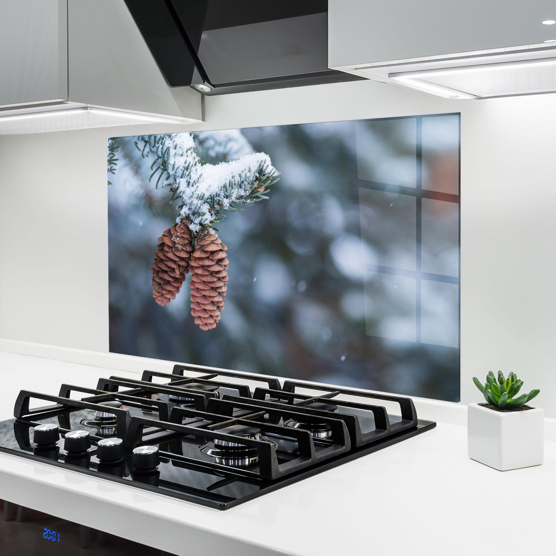 Panou Sticla Bucatarie Winter Cones mockup 6