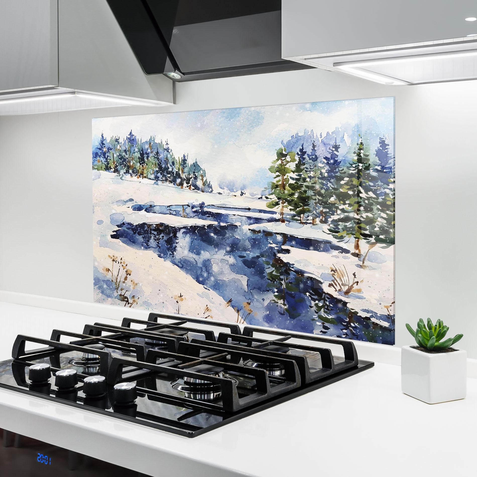 Panou Sticla Bucatarie Winter Painting mockup 6