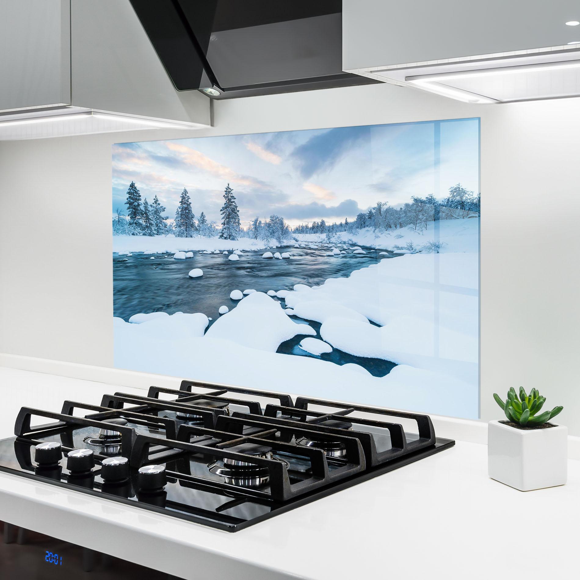 Panou Sticla Bucatarie Winter River mockup 6