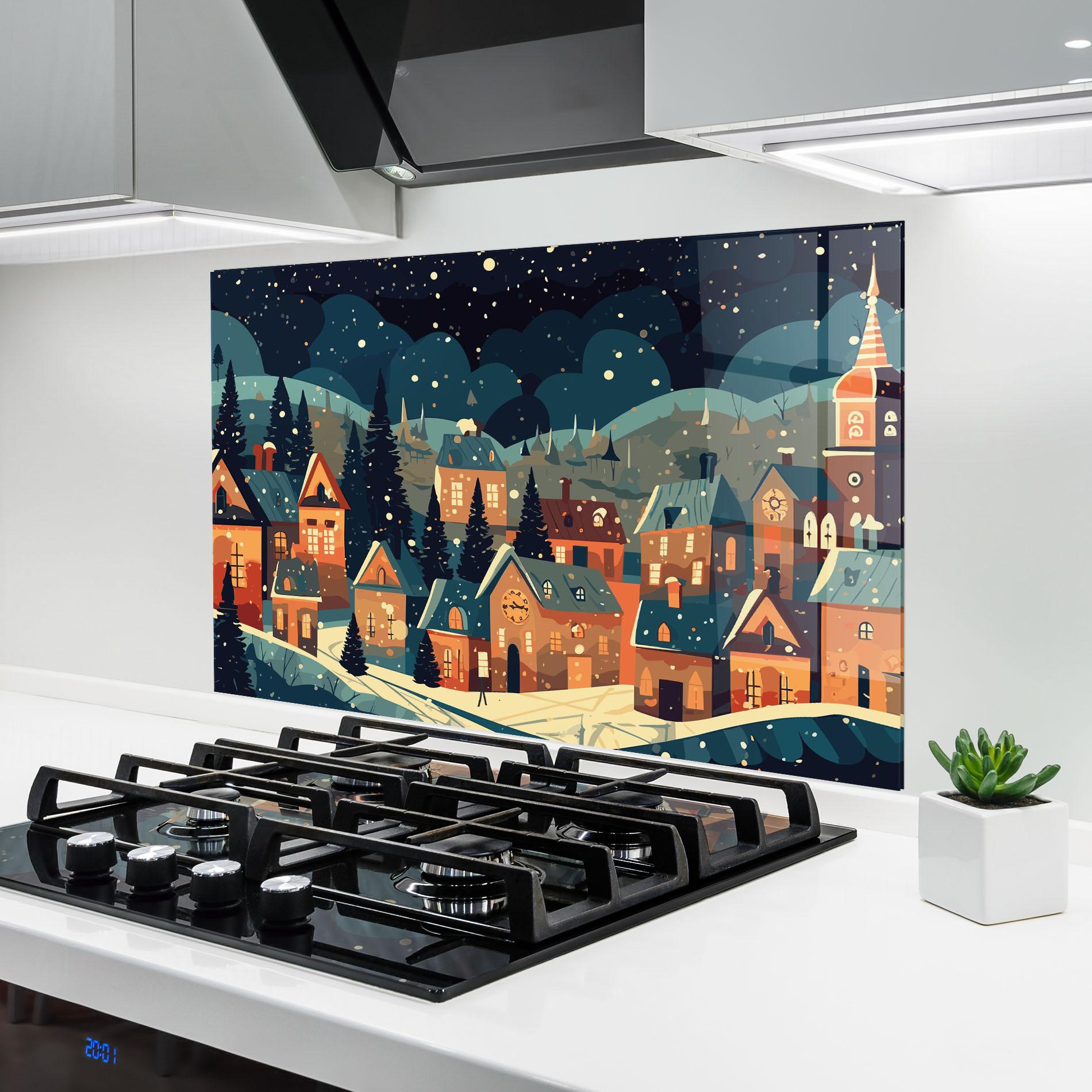 Panou Sticla Bucatarie Winter View Houses mockup 6