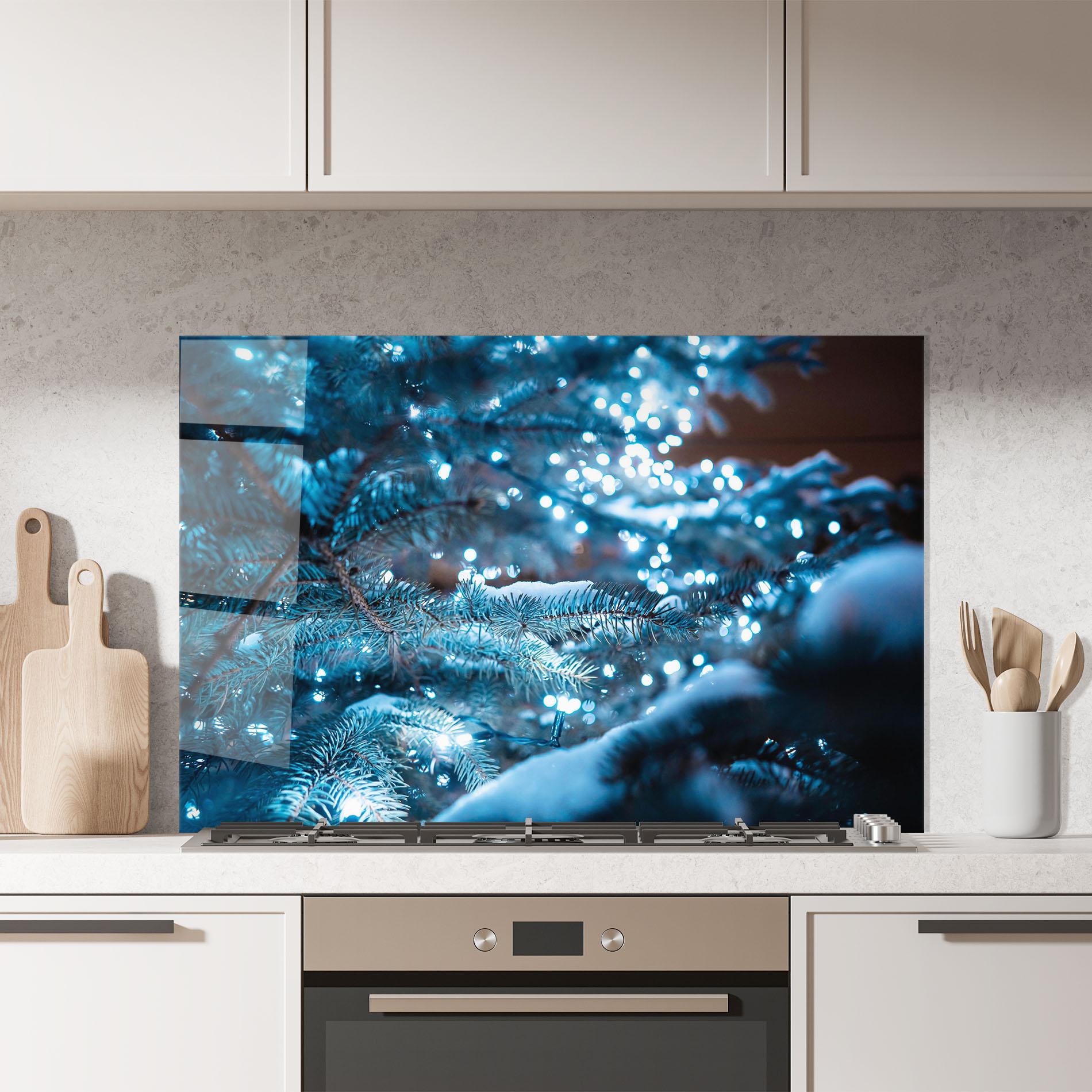 Panou Sticla Bucatarie Blue Christmas Tree mockup 7