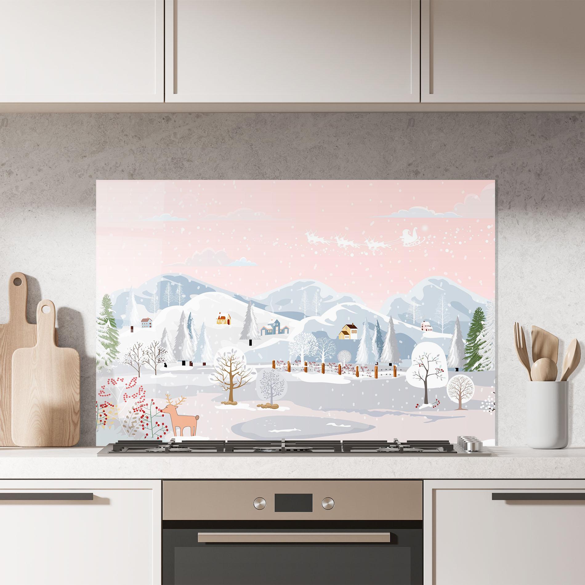Panou Sticla Bucatarie Pink Sky Winter mockup 7