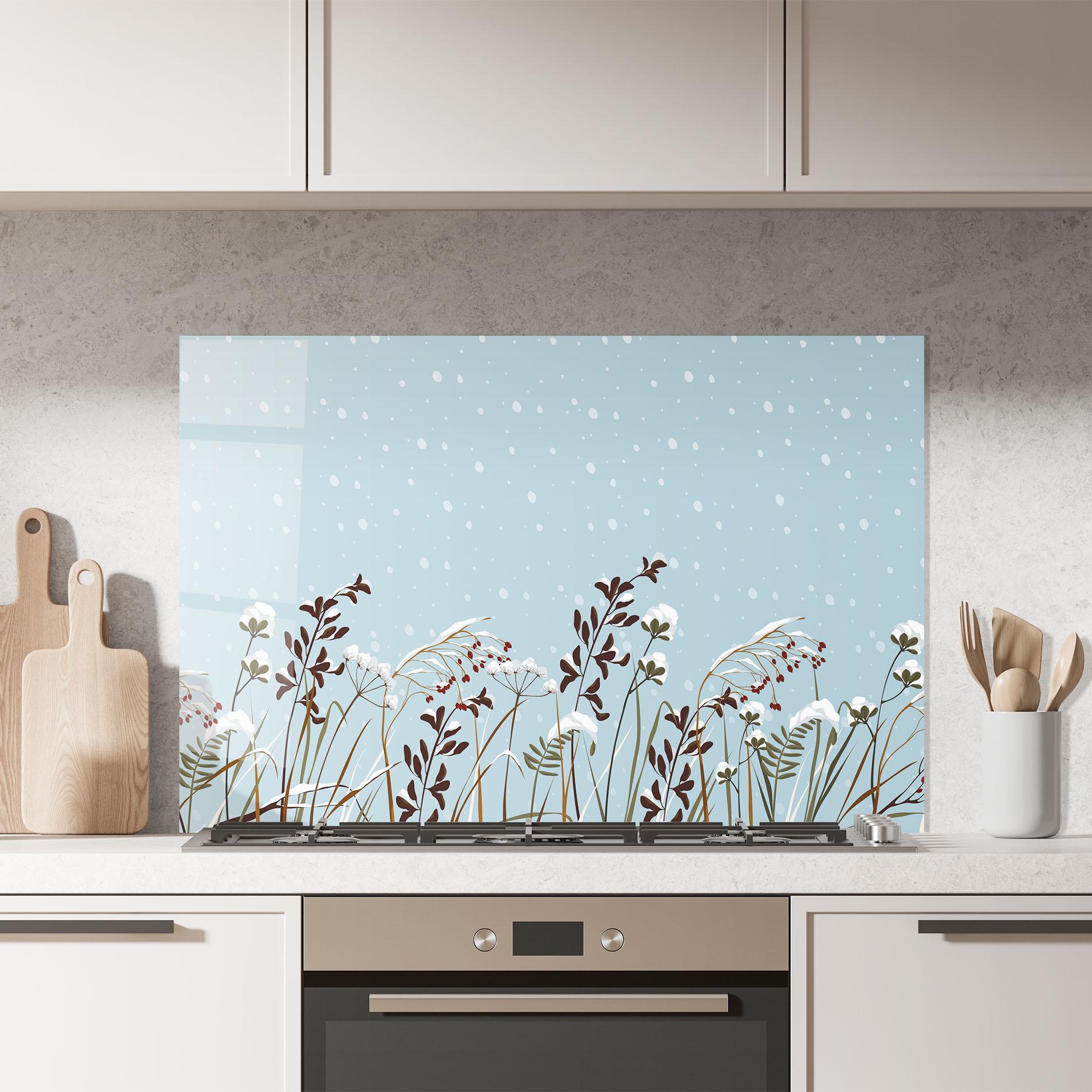Panou Sticla Bucatarie Snow Plants mockup 7