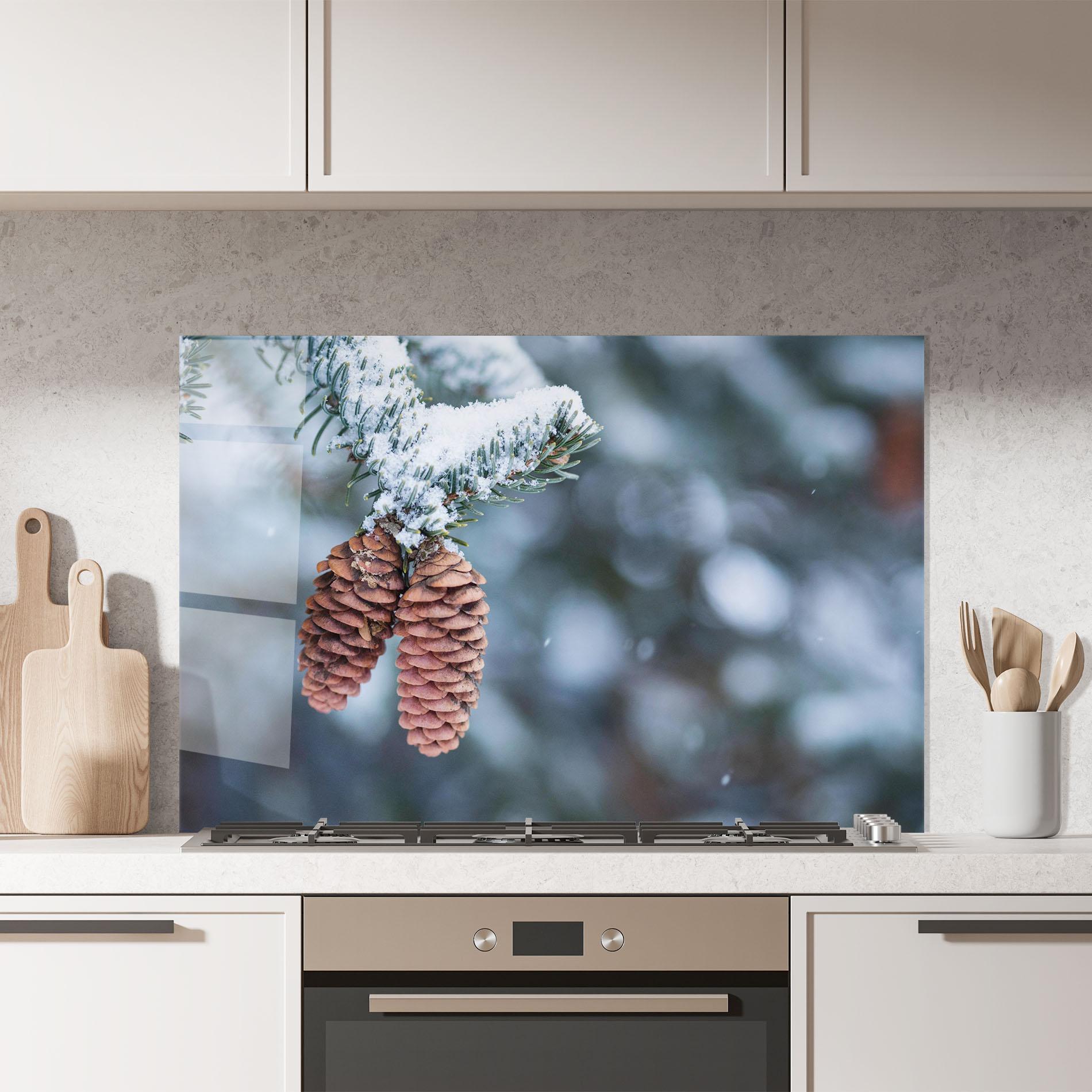 Panou Sticla Bucatarie Winter Cones mockup 7